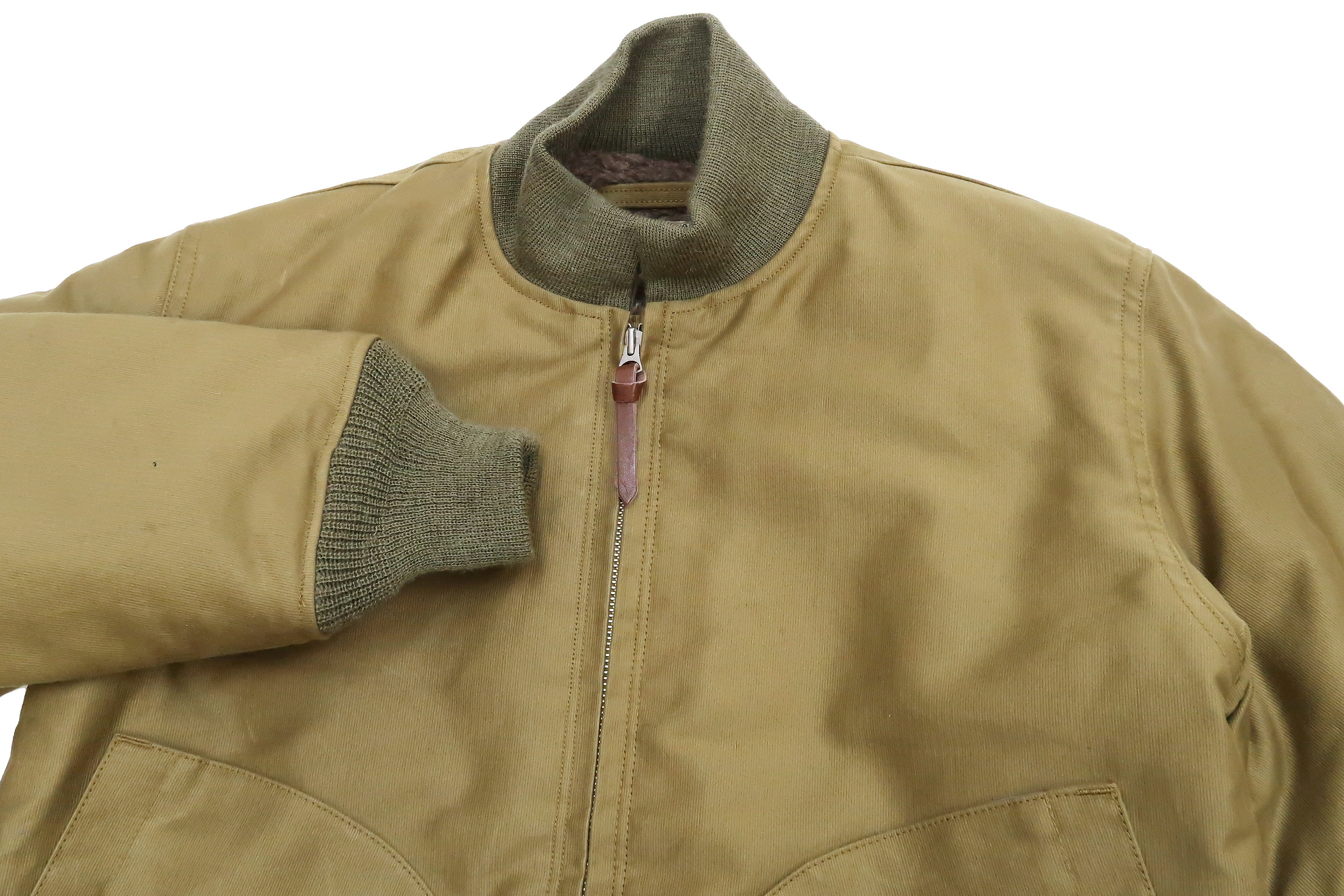 Buzz Rickson Men's US Navy Deck Zip Jacket NAF 1168 BR15151 - Authentic Military Reproduction in Khaki - Perfect for Outdoor Adventures & Vintage Style Enthusiasts