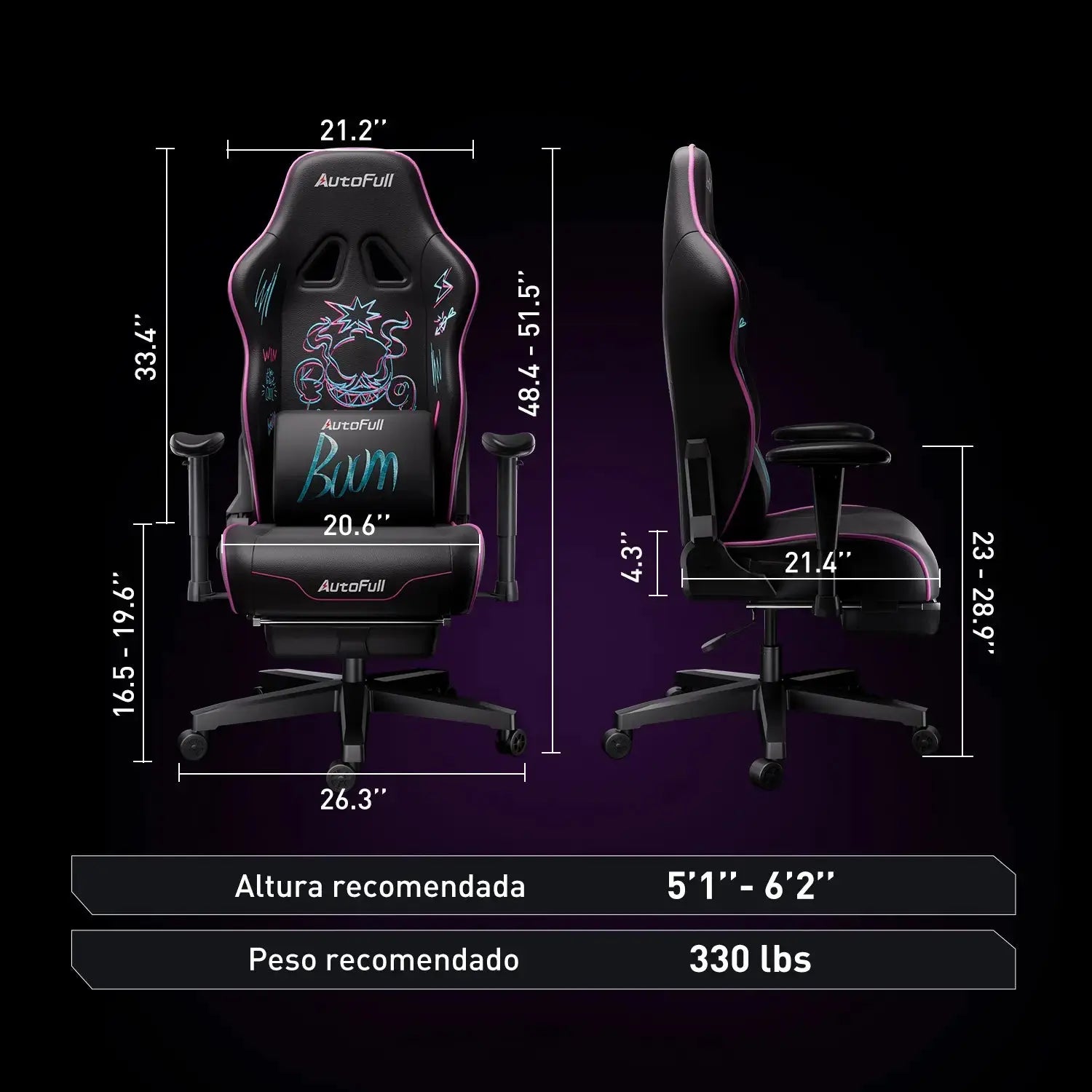 AutoFull C3 Pro Ergonomic Gaming Chair with Upgraded Lumbar Support - Perfect for PC Gaming, Office Work & Home Comfort