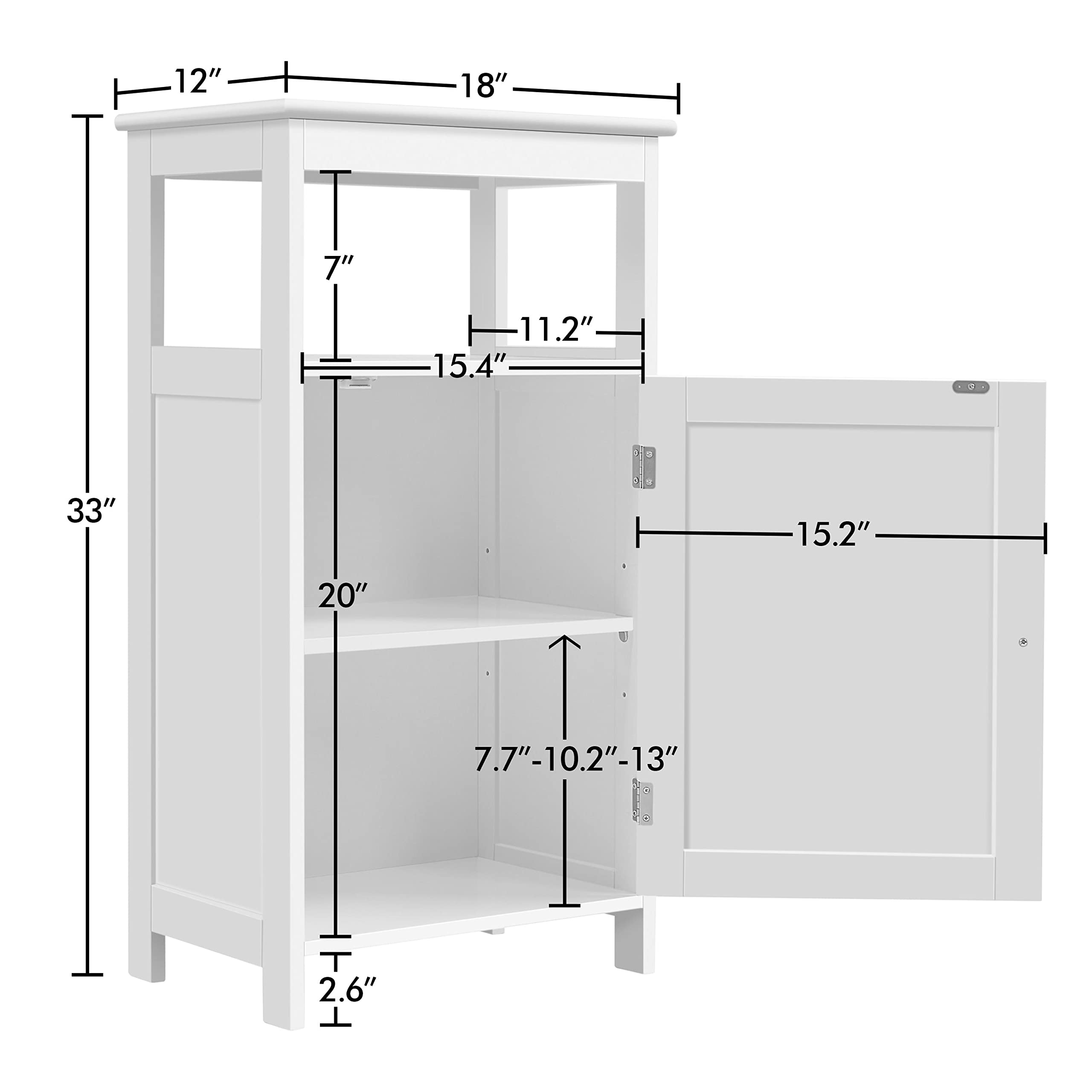 Topeakmart 4-Tier Bathroom Storage Cabinet - White Free Standing Organizer with Adjustable Shelves, Single Door Design for Small Spaces (18
