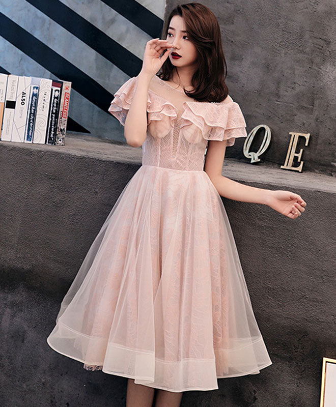 Elegant Pink Tulle Lace Short Prom Dress for Homecoming - Perfect for Parties, Dances & Special Occasions