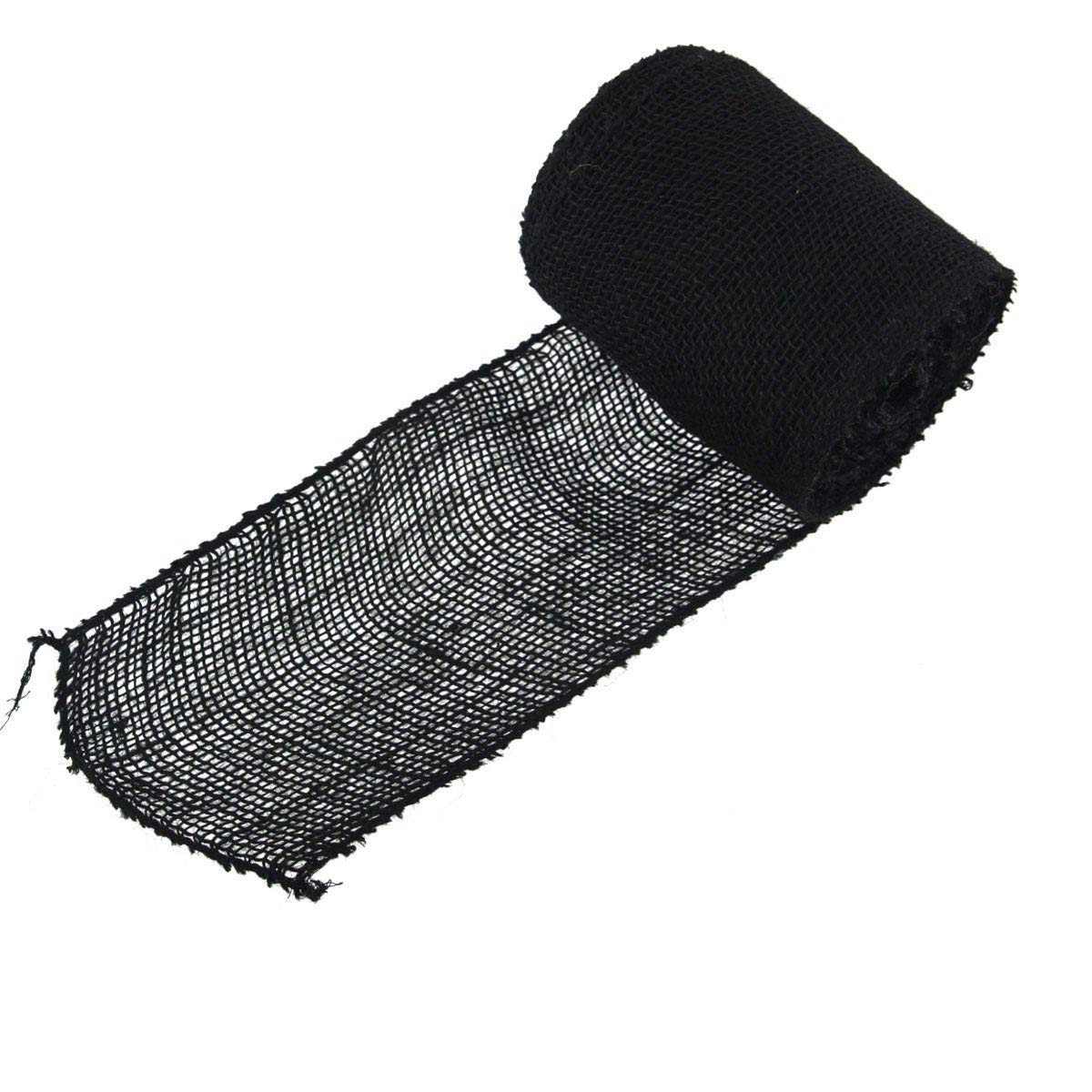 JubileeYarn Burlap Jute Craft Ribbon - 5.5 Inch x 10 Yards - Black - 30 Rolls for DIY Wrapping, Wedding Decor, Gift Bows and Rustic Home Crafts