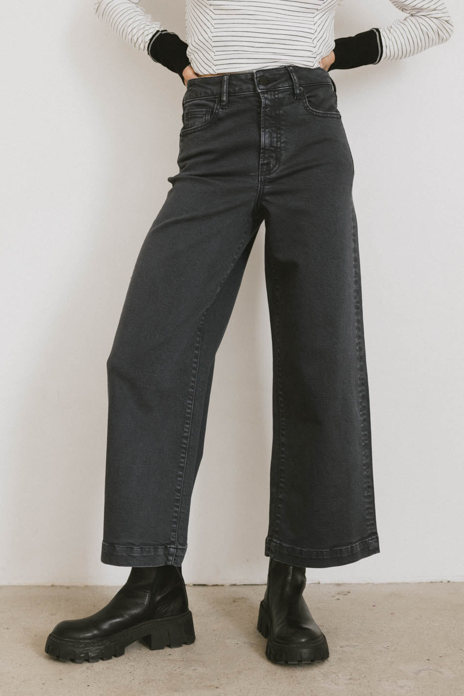 Atzi Women's High Waisted Wide Leg Jeans - Stretch Denim Pants for Casual & Office Wear - FINAL SALE