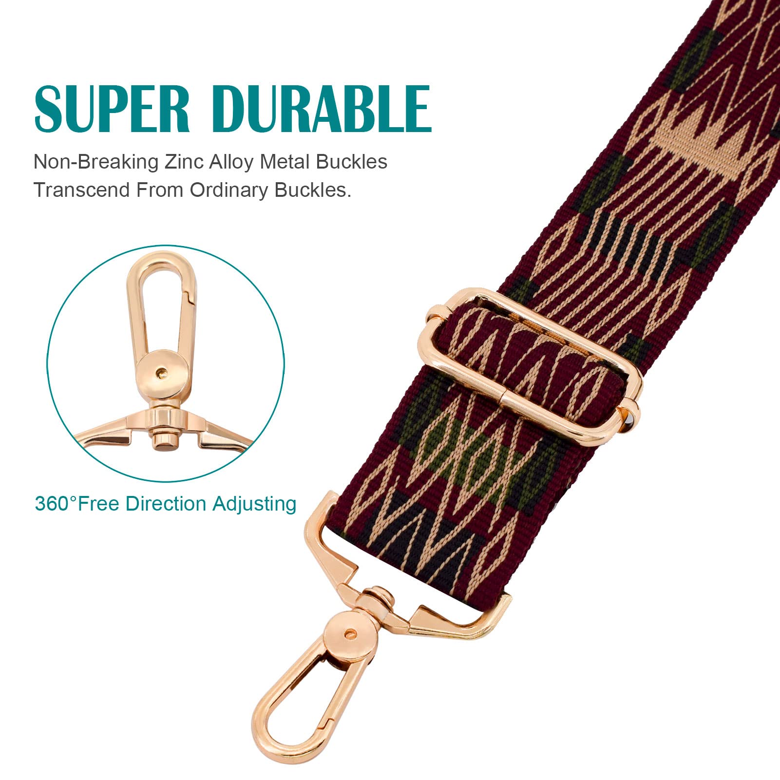 Premium Crossbody Bag Strap Replacement - Durable Metal Swivel Hook Shoulder Strap for Purses, Luggage & Guitars | Perfect for Travel, Music & Everyday Use