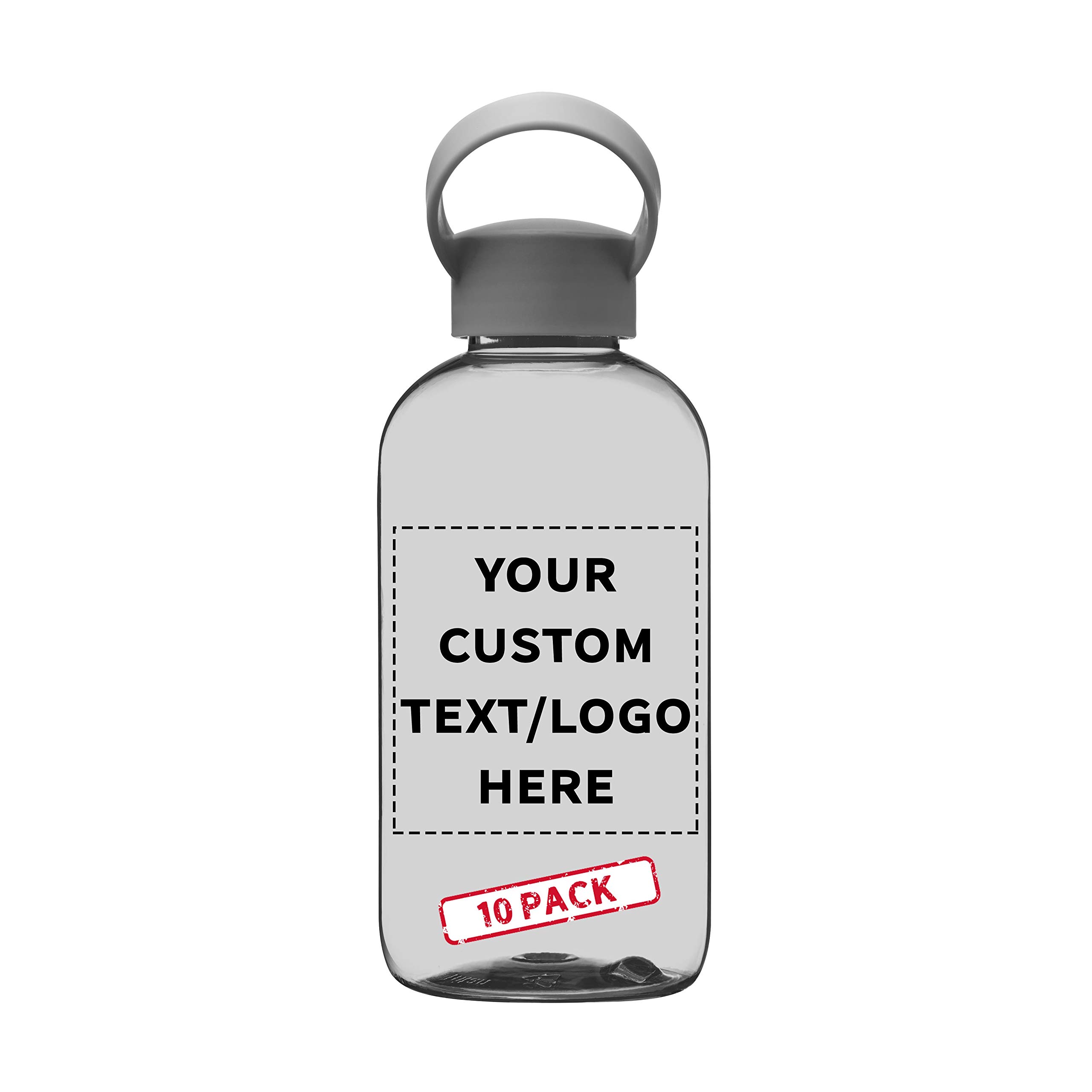 10 Pack 20oz Customizable Water Bottles with Handle - Personalized Text & Logo - Flexi-Grip Plastic Drinkware - Ideal for Sports, Gym, Outdoor Activities & Corporate Gifts