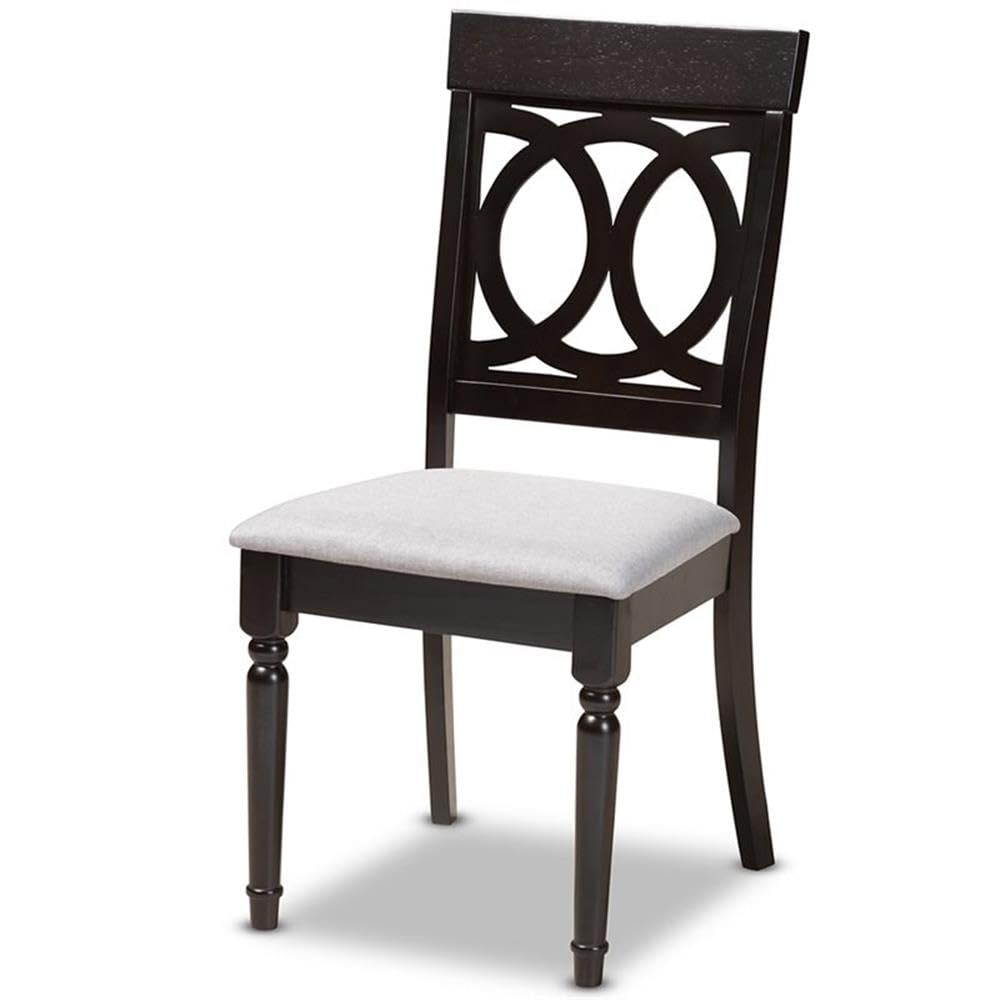 Baxton Studio Lucie Wood Dining Chair Set of 4 - Modern Gray & Espresso Finish - Perfect for Kitchen, Dining Room, and Home Office