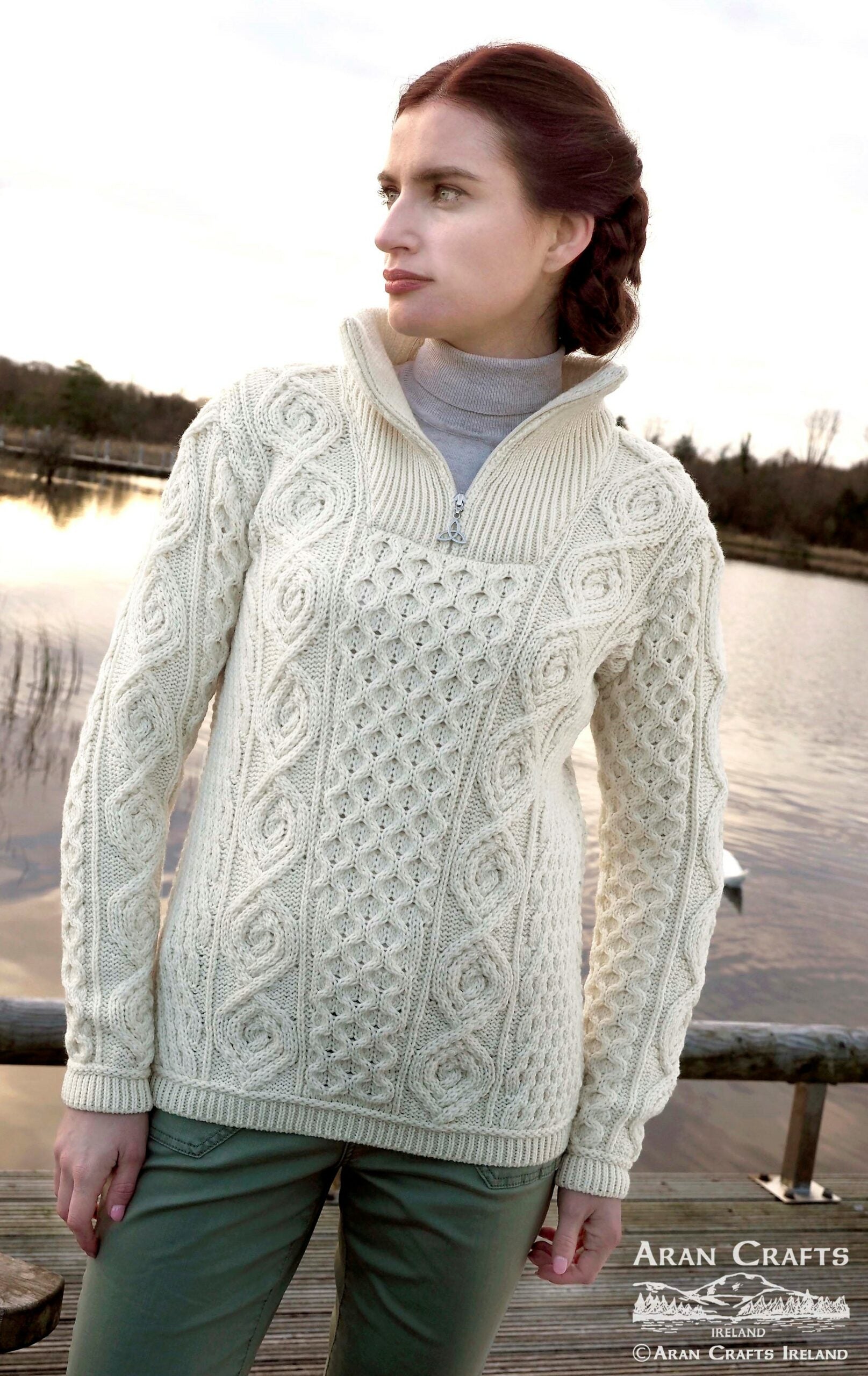 Half Zip Luxurious Sweater for Women - Soft Cashmere Blend Pullover [Navy, Beige] - Perfect for Work, Travel & Casual Outfits