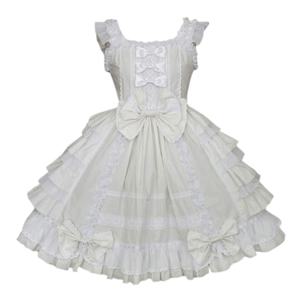 FAVIPT Sweet Lolita Dress for Women - Victorian Style Sleeveless Lace Bow Dress, Plus Size Gothic Princess Costume for Halloween, Cosplay, Tea Parties & Special Occasions