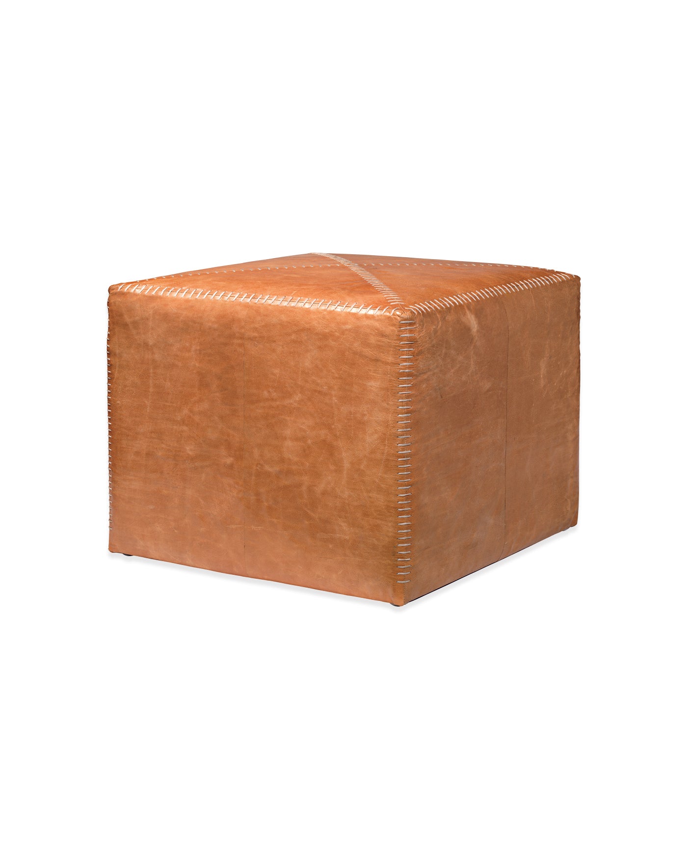 Large Ottoman Buff Leather - Luxurious Footrest and Extra Seating for Living Room, Bedroom, or Office