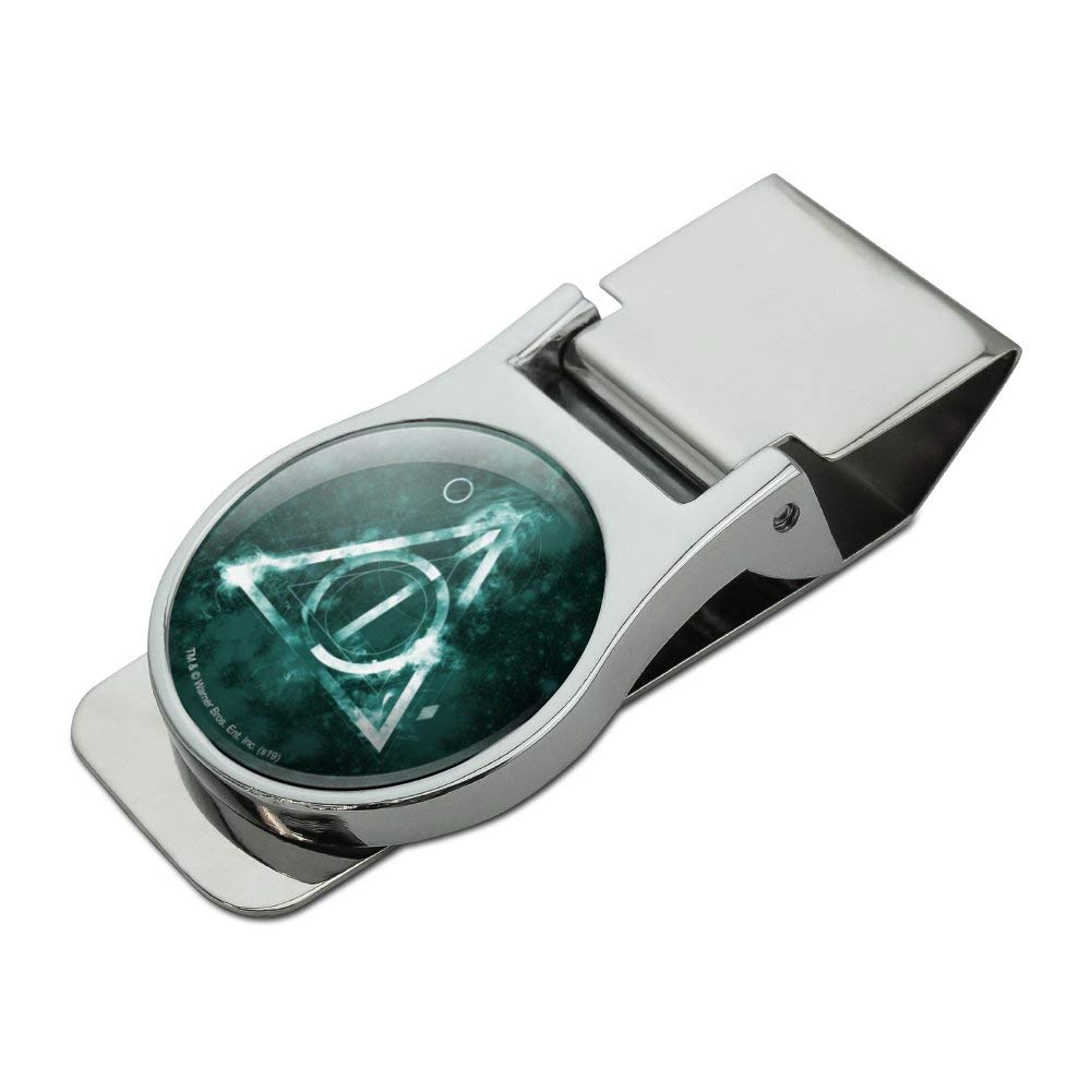 Harry Potter Deathly Hallows Logo Satin Chrome Plated Metal Money Clip | Premium Gift for Fans | Perfect for Cash, Cards & Collectibles