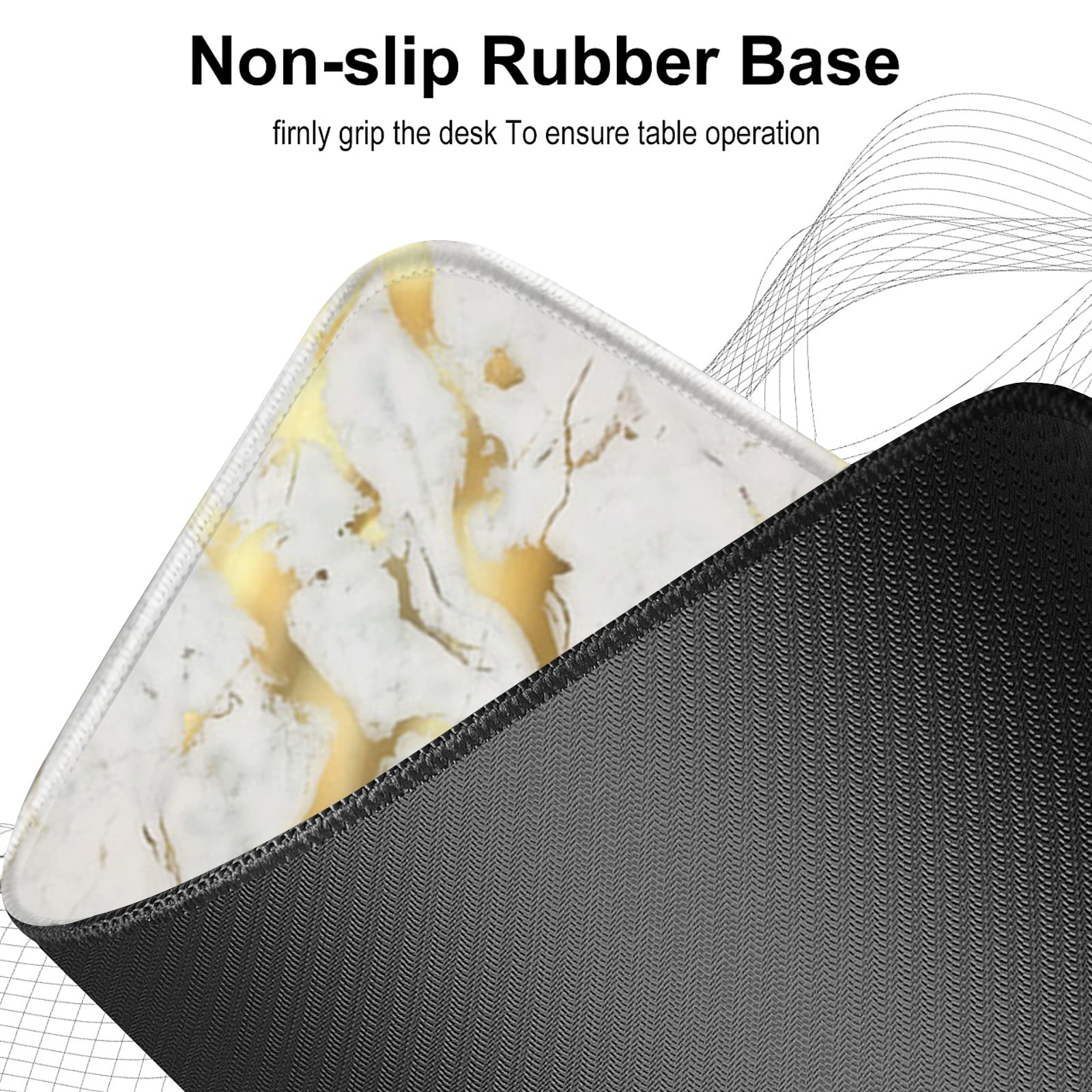 XXL Gaming Mouse Pad 31.5x11.8 Inches - Non-Slip Rubber Base & Stitched Edge Ergonomic Mouse Mat for PC, Laptop, Office & Gaming Setup (Gold Marble Design) - Perfect for Esports, Workstations & Home Office Desks