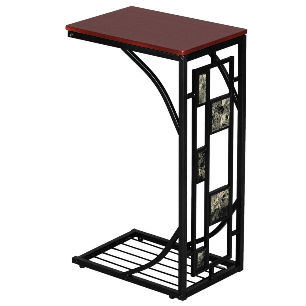Brown Gravel Pattern Living Room Sofa Side Table or Coffee Table - Perfect for Small Spaces, Home Decor, and Holding Drinks & Snacks