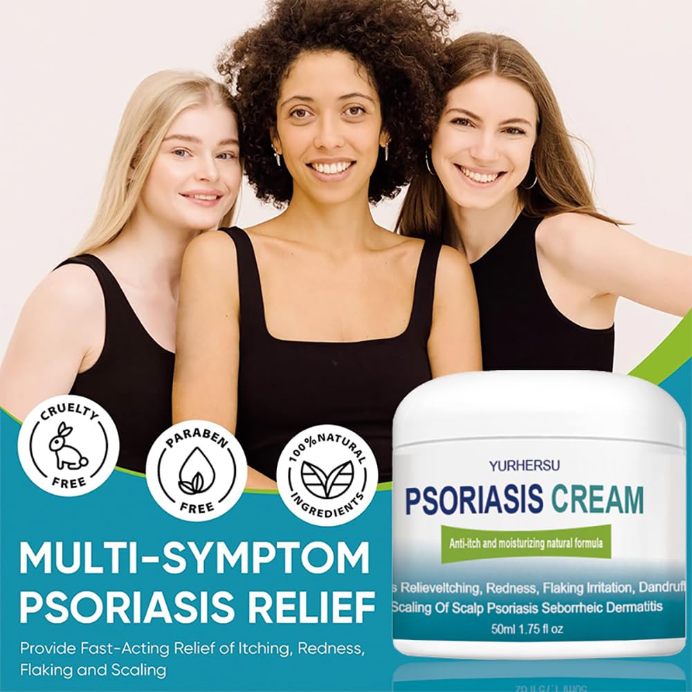 Psoriasis Cream for Scalp & Skin - Anti Itch, Redness Relief, Flaking & Dandruff Treatment - Moisturizing, Non-Sticky Formula for Seborrheic Dermatitis & Daily Skin Care - Fast Absorbing for Day & Night Use