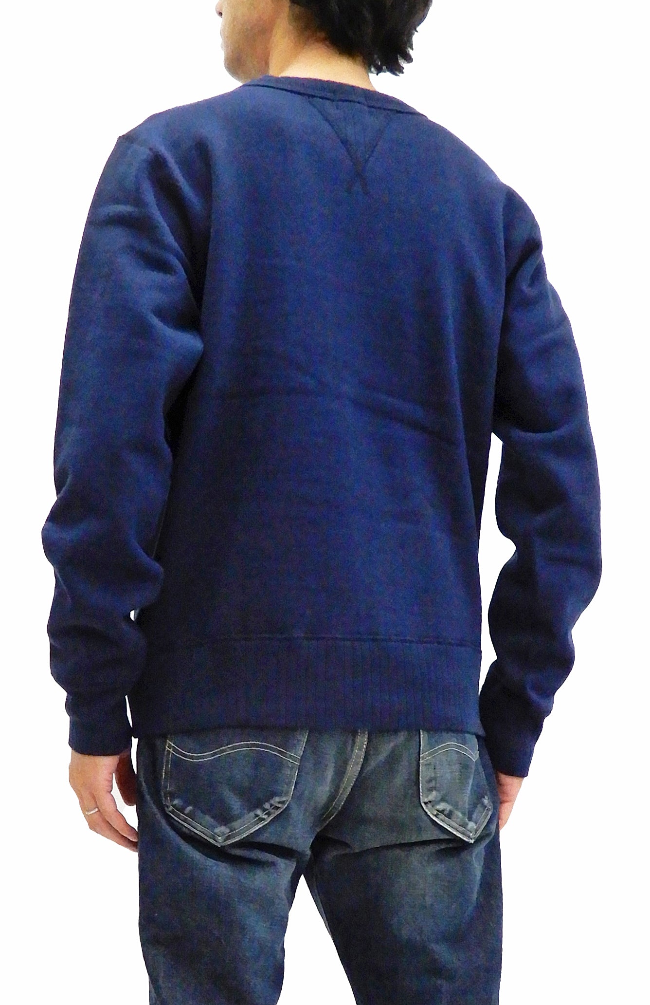 Vintage Style Men's Plain Sweatshirt - WV67728 Navy Blue | Loop Wheeled V-Neck Pullover | Casual Wear & Street Fashion