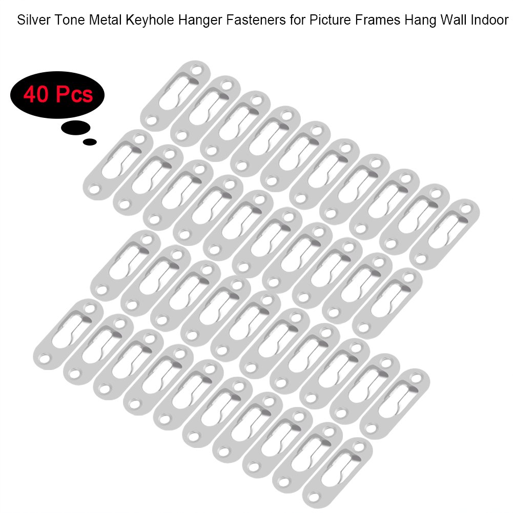 Silver Metal Keyhole Hangers for Picture Frames - 1.5mm Thick Wall Mount Hooks - Heavy Duty Picture Hanging Hardware for Home & Office Decor