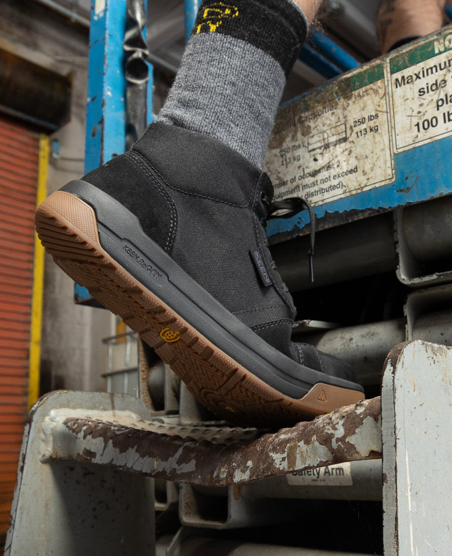 Kenton Mid Work Shoe for Men - Carbon Toe Safety Boots in Black/Gum | Durable & Comfortable for Construction, Warehouse & Outdoor Work
