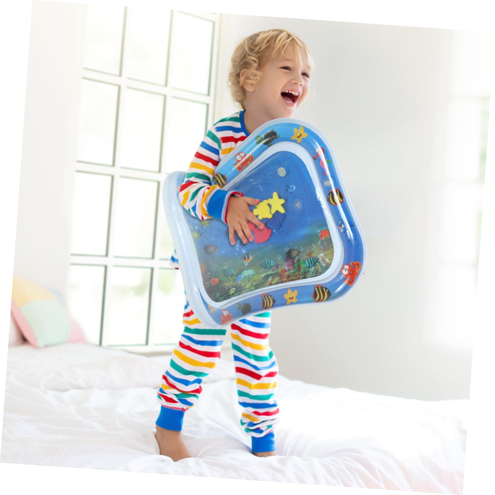HEMOTON Baby Water Play Mat - Non-Toxic PVC Sensory Toy for Infants & Toddlers, Blue Water Cushion for Tummy Time & Floor Play - Perfect for Summer Outdoor Activities & Indoor Sensory Development