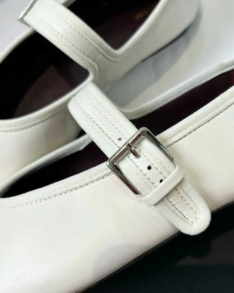 White Nappa Leather Ballet Flats for Women - Comfortable Slip-On Shoes for Work, Wedding & Casual Wear | Soft Genuine Leather Loafers