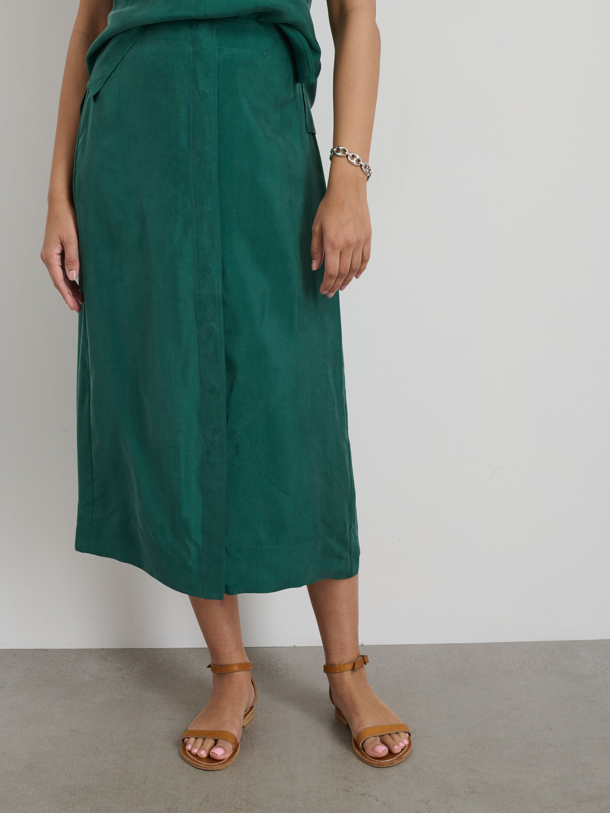Mia Skirt in Cupro Fabric - Women's Flowy Midi Skirt for Summer, Office & Casual Wear | Lightweight & Breathable for All-Day Comfort