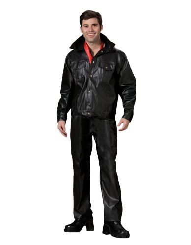 Elvis Presley Men's Leather Jacket Costume - 1950s Vintage Rock and Roll Outfit for Halloween, Cosplay, and Themed Parties