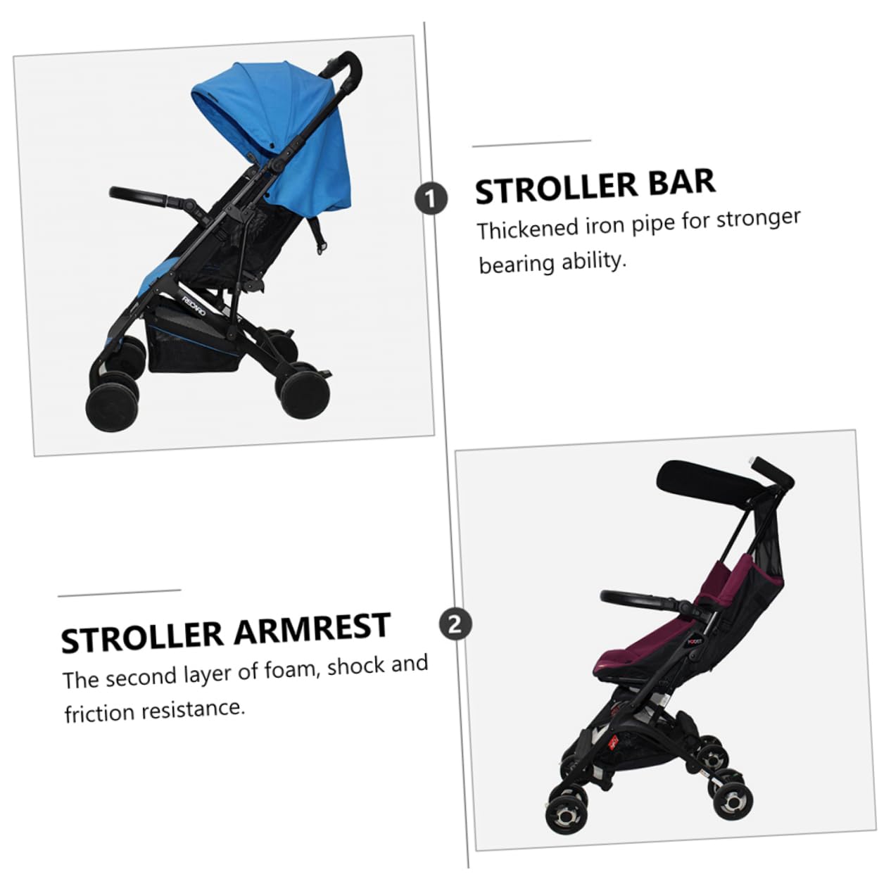 HEMOTON 3-Pack Stroller Bumper Armrest Bar - Universal Stroller Handlebar Accessory for Safety & Comfort | Perfect for Baby Strollers, Joggers & Travel Systems | Durable & Easy to Install
