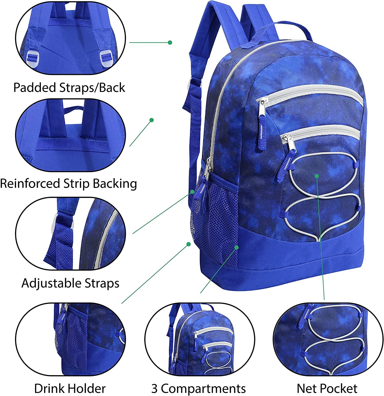 8-Pack 17 Inch Backpacks with 18-Piece School Supplies Kit - Includes Pens, Pencils & Crayons - Bulk Backpack Bundle for Elementary, Middle & High School Students - 8 Colorful Styles - Perfect for School, Travel & Daily Use