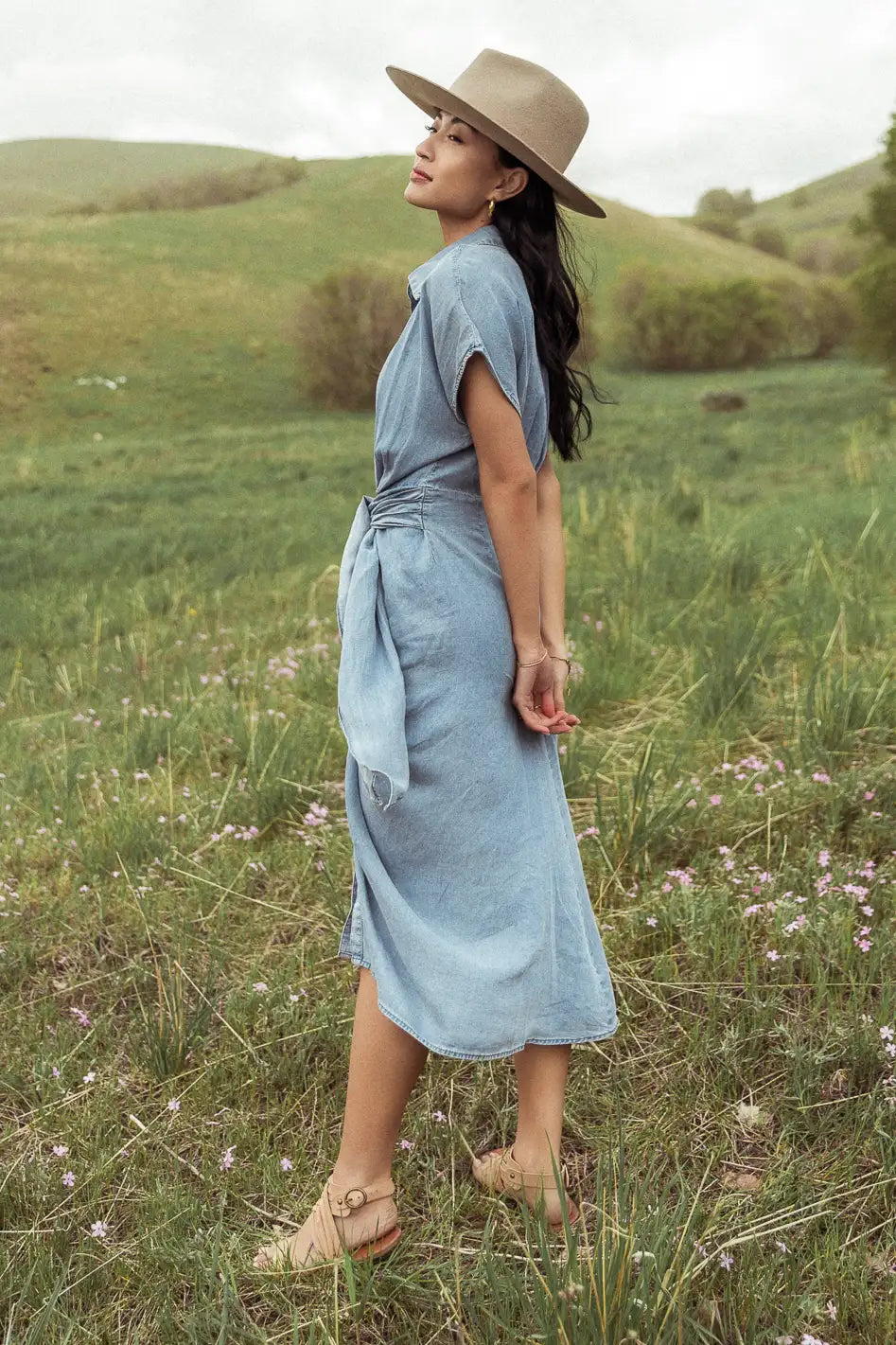Opal Pleated Midi Dress for Women - Elegant Flowy Summer Dress with Pockets | Perfect for Weddings, Parties & Office Wear