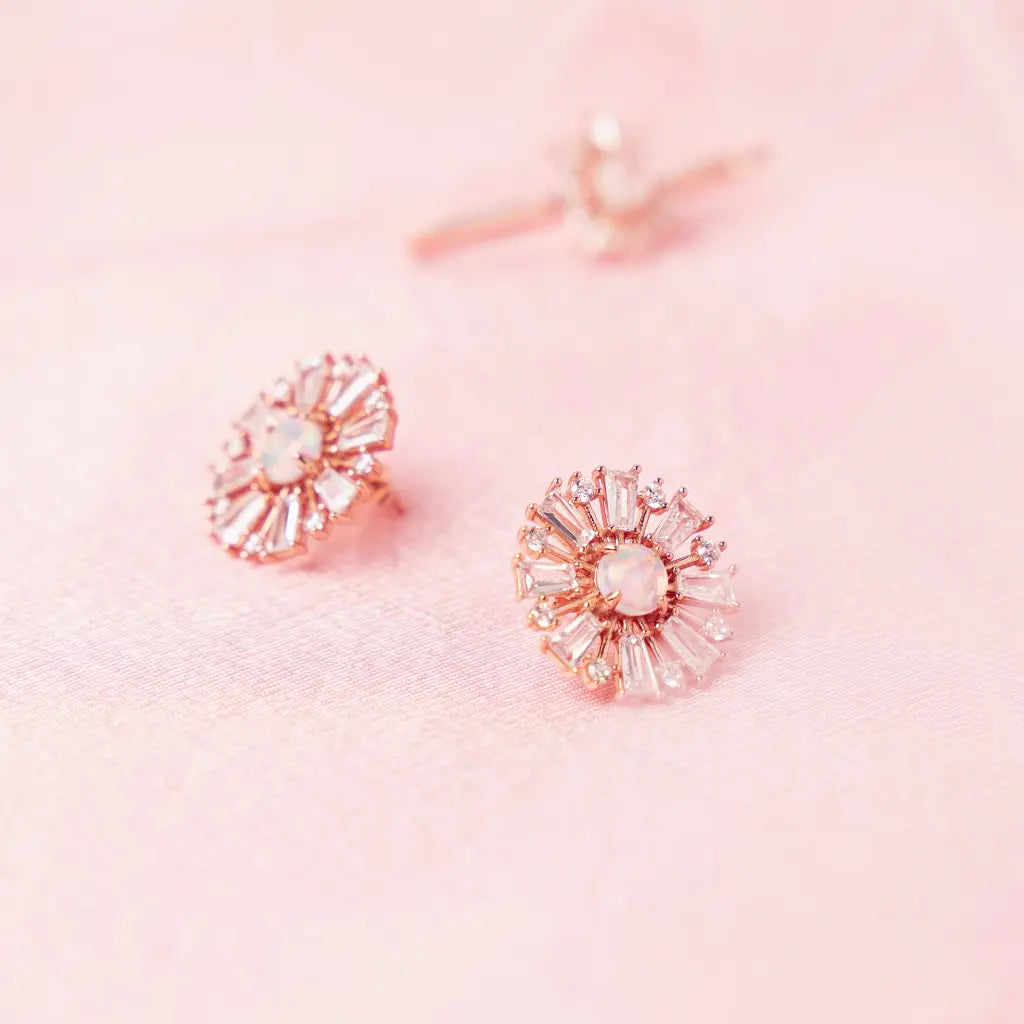 Sonya Burst Opal Stud Earrings – Genuine Opal Gemstone Silver Studs for Women | Perfect for Everyday Wear, Parties & Special Occasions