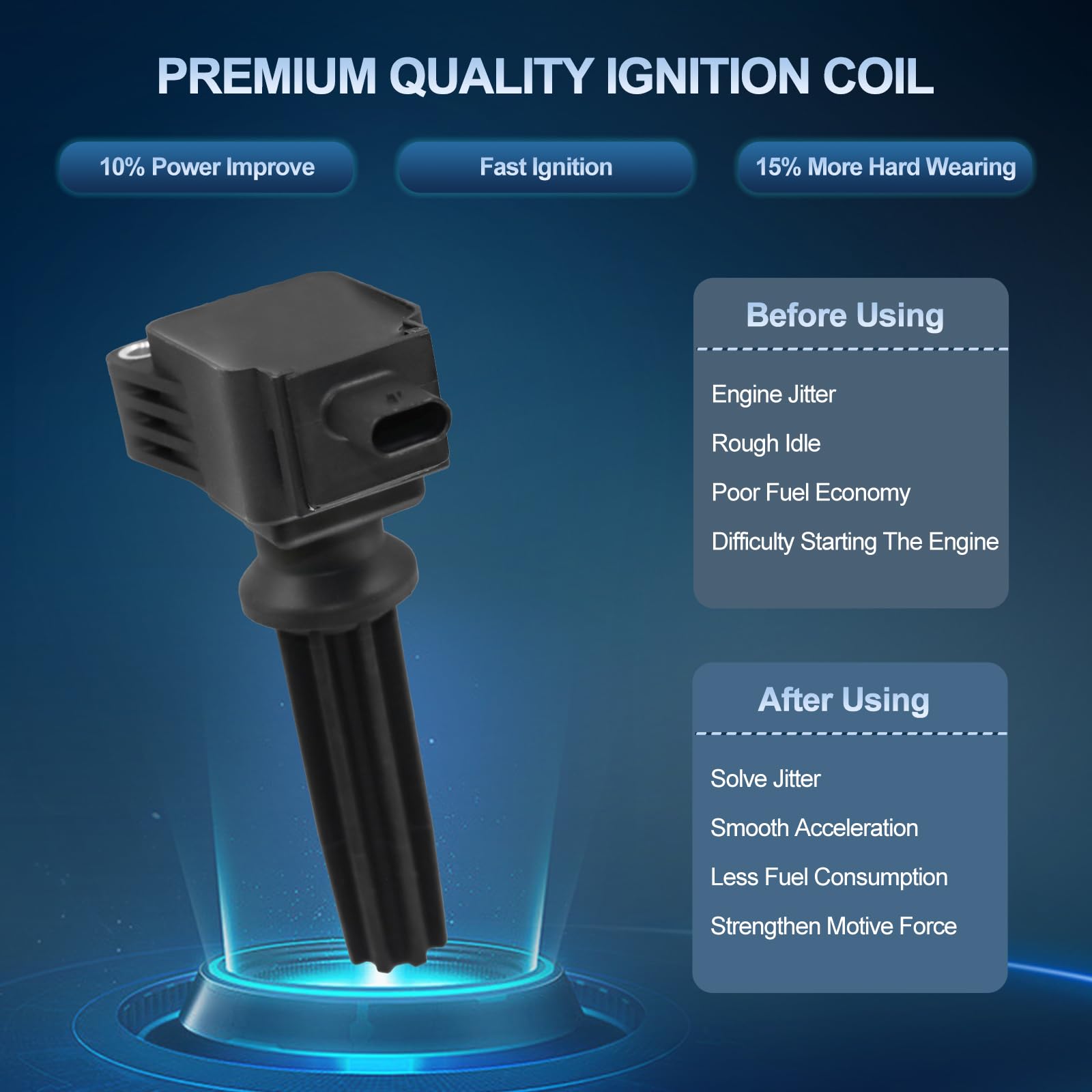 High-Quality Ignition Coil Pack UF670 Replacement for Ford Lincoln MKZ Edge Escape Explorer 2012-2018 | Compatible with Focus Fusion Mustang Taurus MKC MKZ MKT 2.0L L4 | Replaces DG546 CM5Z12029A 6736203 | Set of 4 | Perfect for Engine Performance & Smooth Driving
