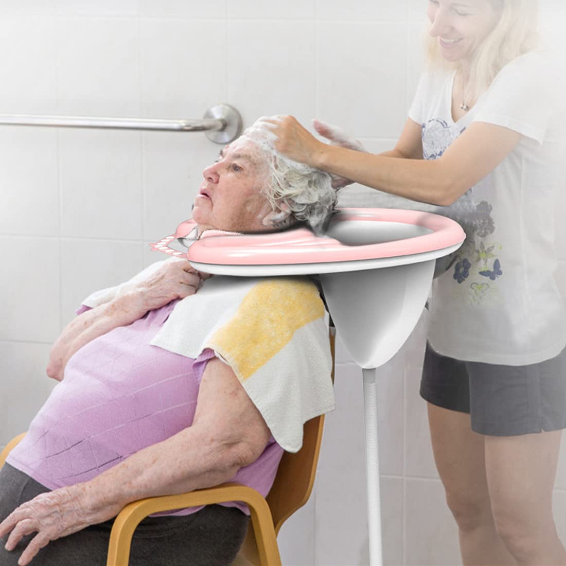 Portable Inflatable Shampoo Bowl - Lightweight Hair Washing Basin for Elderly, Disabled & Bedridden Patients - Adjustable Bedside Shampoo Tray for Home Care, Hospitals & Nursing Homes - Ideal for Pregnancy, Injury Recovery & Mobility Challenges