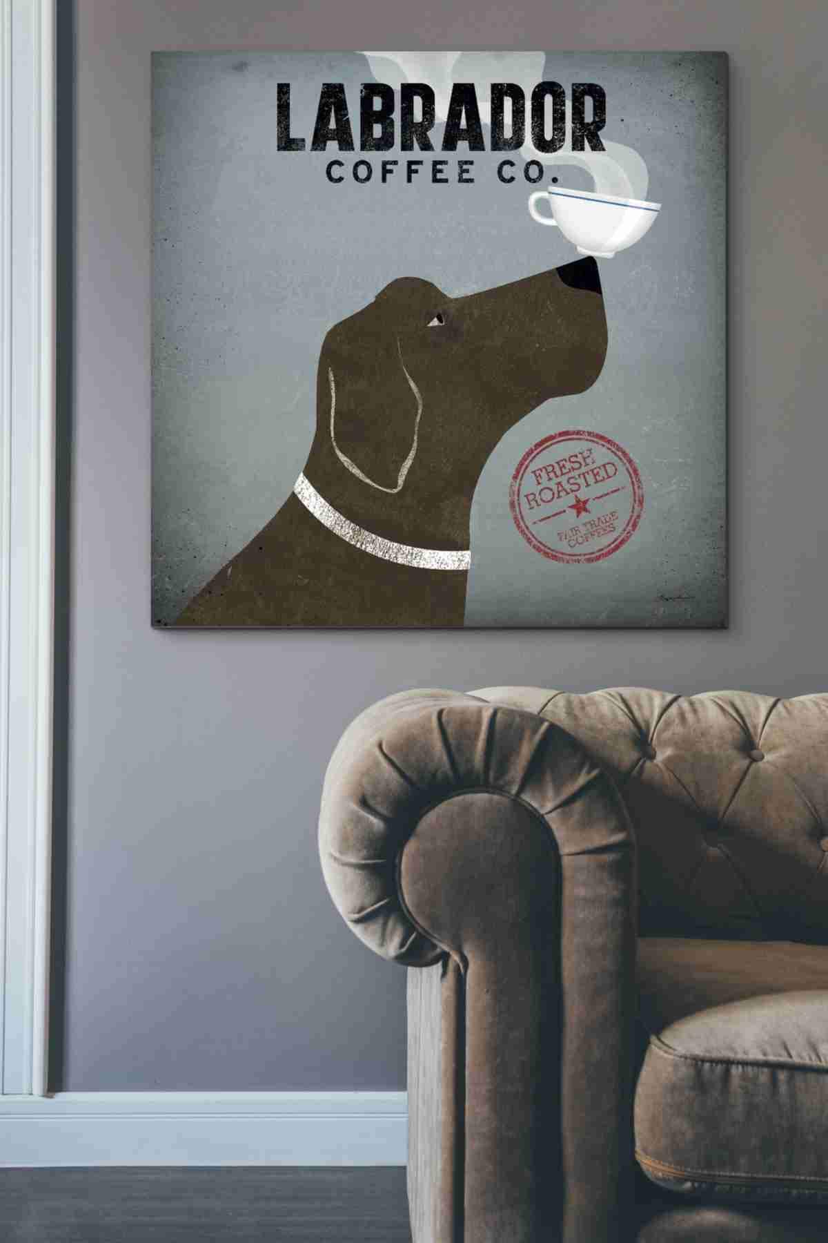 Labrador Coffee Co by Ryan Fowler - 37x37 Inch Canvas Wall Art for Living Room, Office & Cafe Decor - Modern Home & Business Wall Decor
