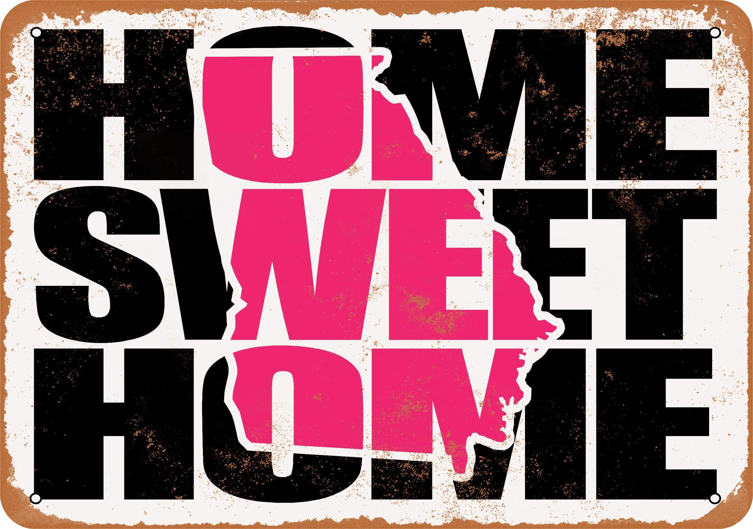 7x10 Inch Vintage Metal Sign - Home Sweet Home Georgia Pink Wall Decor for Farmhouse, Bar, Garage & Man Cave - Rustic Home & Office Decoration