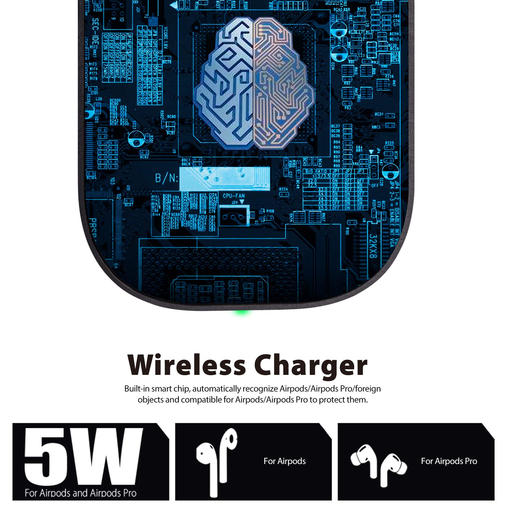 Wireless Charger for AirPods Pro 2nd Gen, AirPods 4 (ANC), AirPods 3rd Gen & AirPods Pro - Fast Qi-Certified Charging Station with LED Indicator (Black) - Perfect for Home, Office & Travel Use