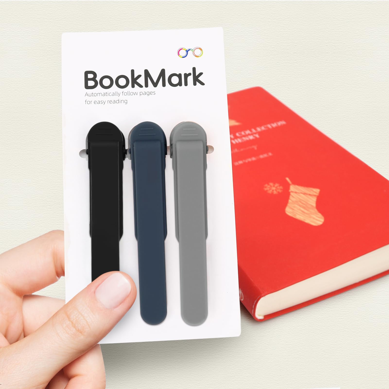 SMUK 3-Piece Silicone Bookmark Set - Unique Automatic Book Page Holder for Book Lovers, Readers, Women, Men, Teens & Teachers - Perfect Reading Accessories & Gifts for Bookworms - Ideal for Novels, Textbooks, Journals & Daily Reading