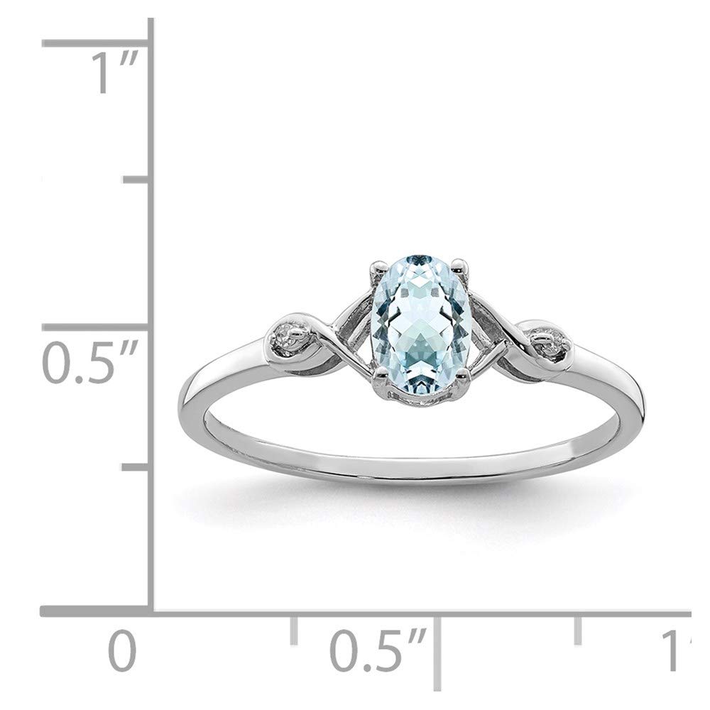 925 Sterling Silver Diamond & Oval Aquamarine Ring for Women - Elegant Fine Jewelry Gift for Her, Perfect for Anniversaries, Birthdays & Special Occasions
