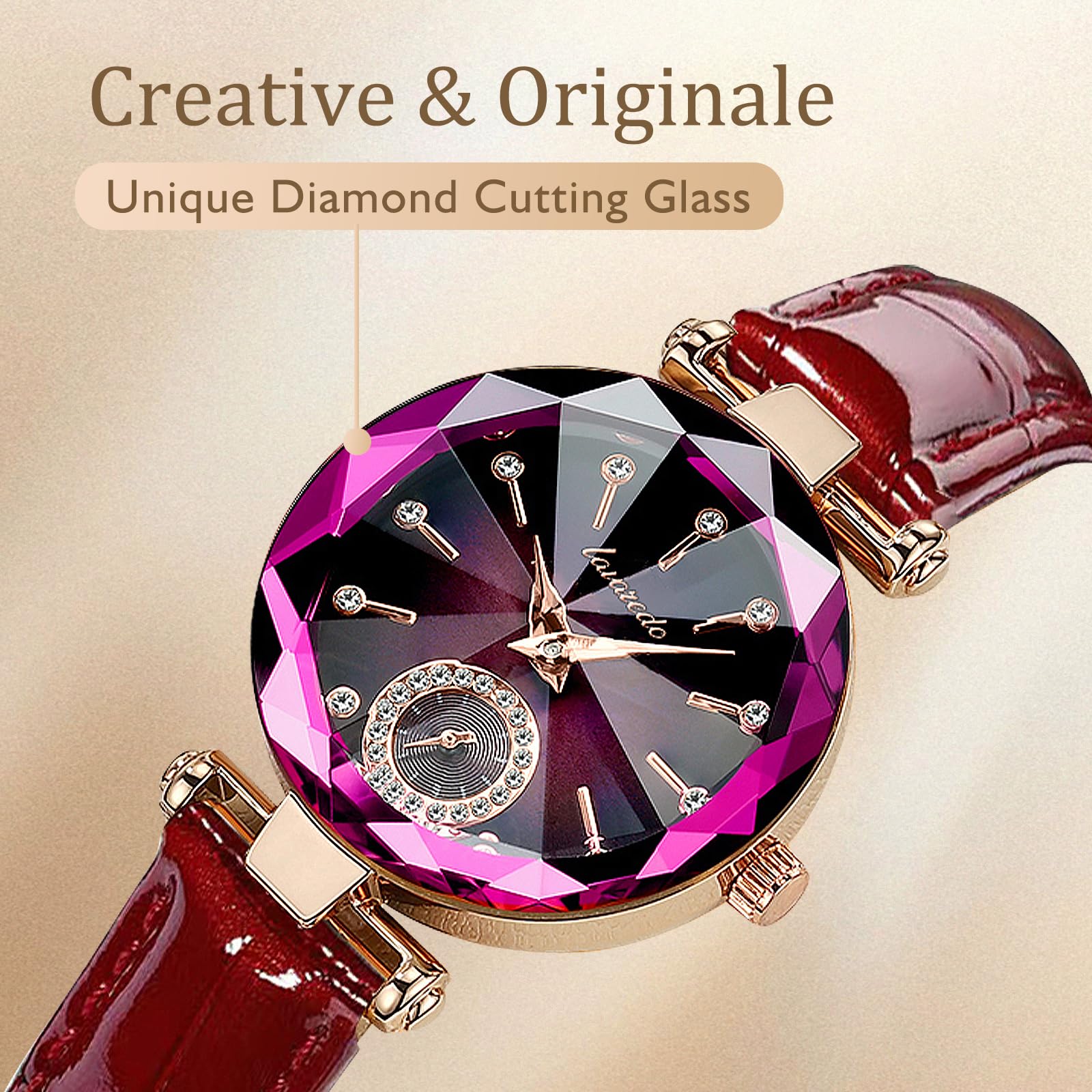 NN BEN NEVIS Women's Elegant Leather Strap Watch with Diamond Dial - Fashion Analog Wristwatch for Wedding, Anniversary & Birthday Gifts - Perfect for Office, Party & Special Occasions