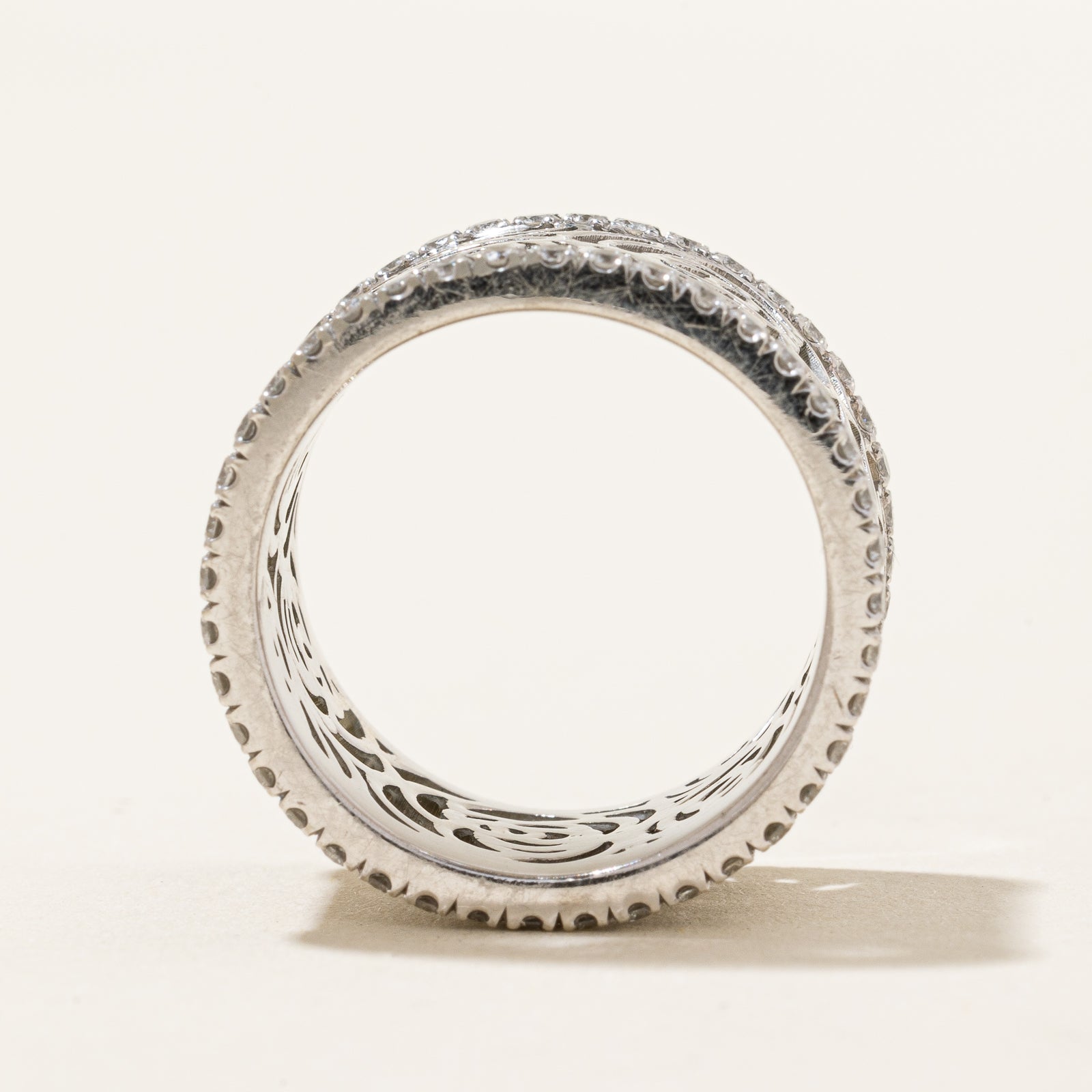 Exquisite Diamond Filigree Floral Wedding Band Ring - 0.88 Carat Total Weight (ctw) - Size 5.5 - Perfect for Bridal Jewelry, Anniversary Gifts & Special Occasions