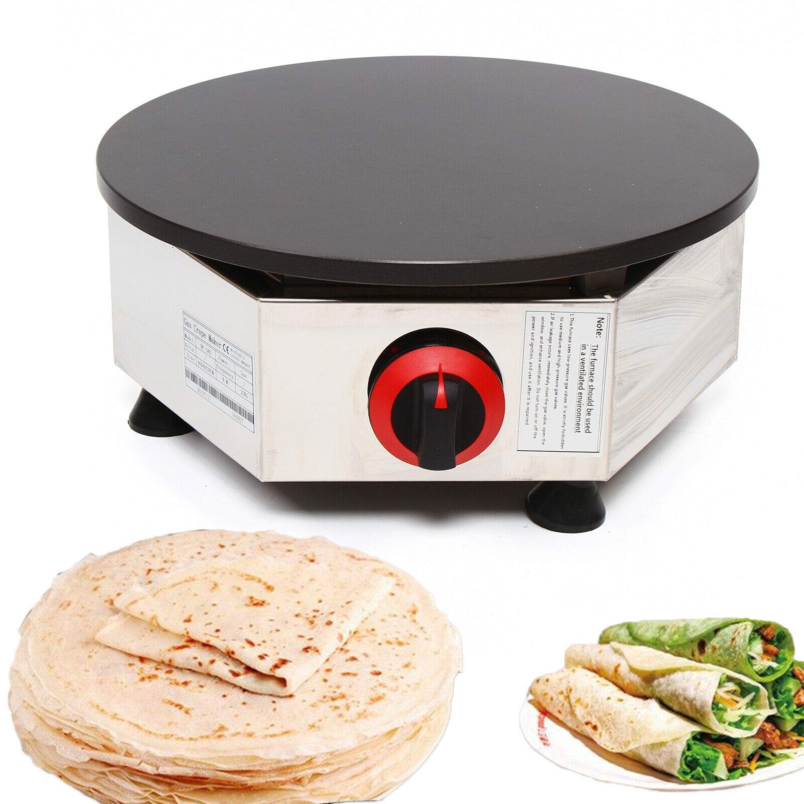**Commercial Gas Crepe Maker Machine - Adjustable Temperature, Stainless Steel LPG Countertop Griddle, Non-Stick Pancake Maker for Home & Bakery - Perfect for Breakfast, Desserts & Catering**
