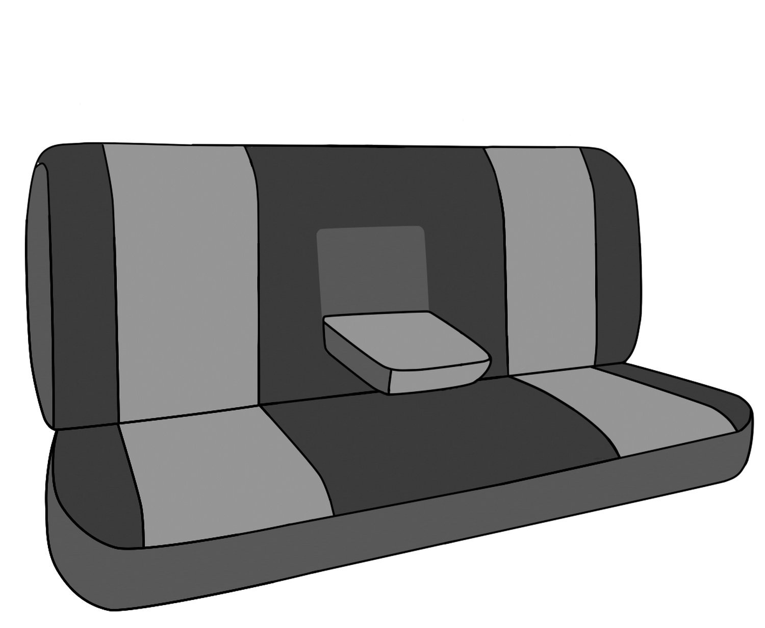 CalTrend Rear Solid Bench Seat Covers - DuraPlus Fabric for 1999-2002 Ford F-250/F-350/F-450/F-550 Super Duty Trucks - Charcoal Gray with Insert & Trim - Perfect for Work Trucks, Off-Roading & Daily Commuting