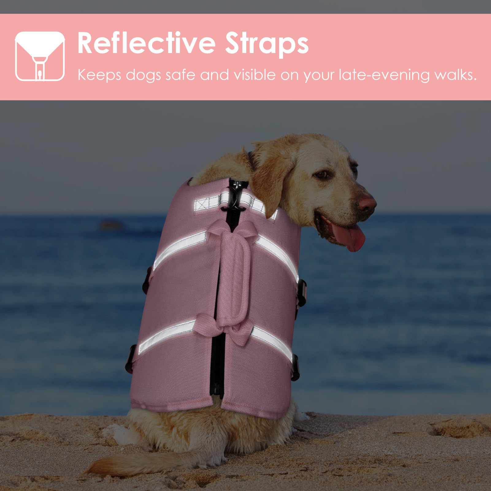 AOFITEE High Flotation Dog Life Jacket - Adjustable Swimming Vest with Reflective Strips & Rescue Handle for Small Medium Large Dogs - Perfect for Boating, Beach & Pool Safety