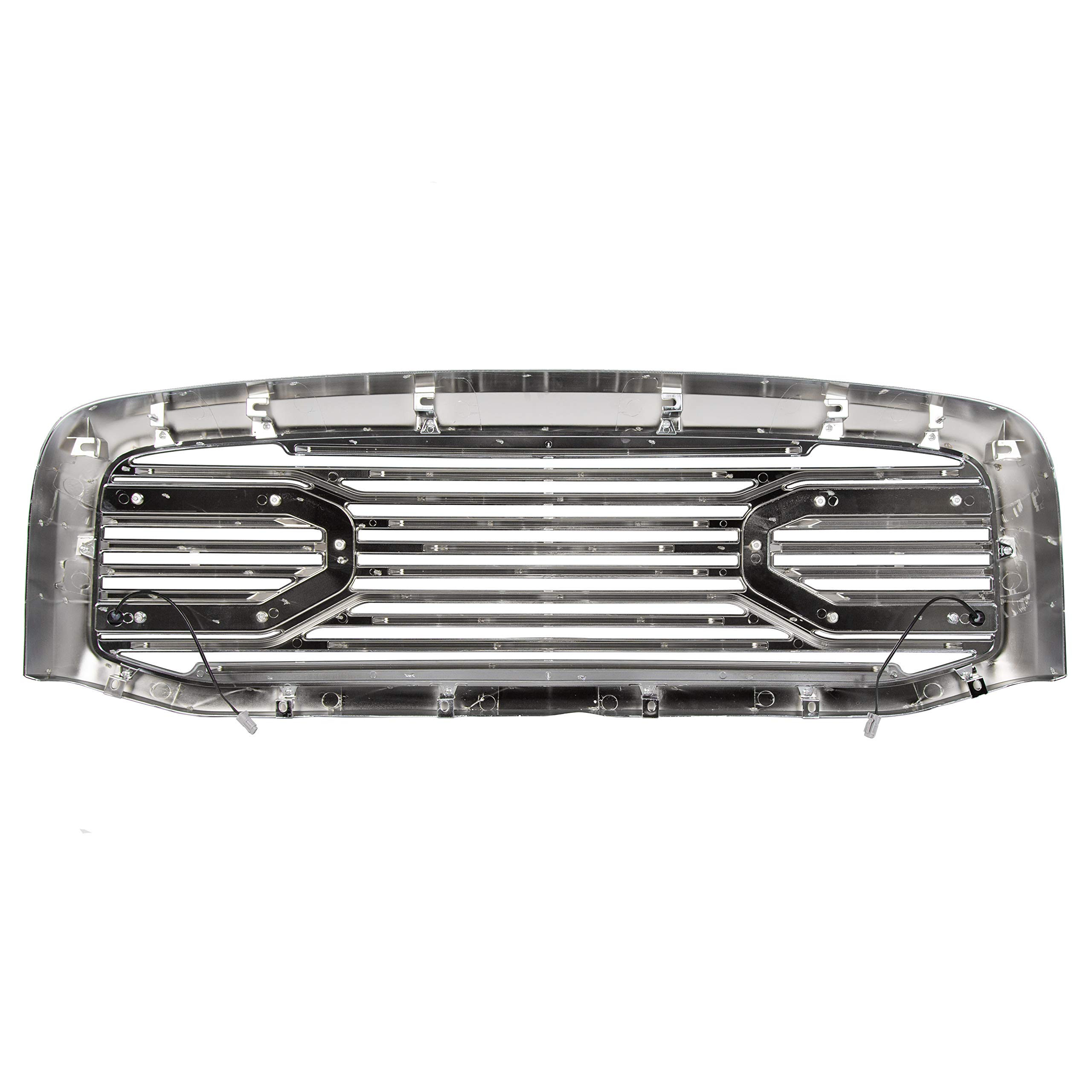 ECOTRIC Chrome Front Horn Grille with LED Light Compatible for 2006-2009 Dodge RAM 2500/3500 & 2006-2008 RAM 1500 - Replacement Shell for Off-Road & Truck Customization