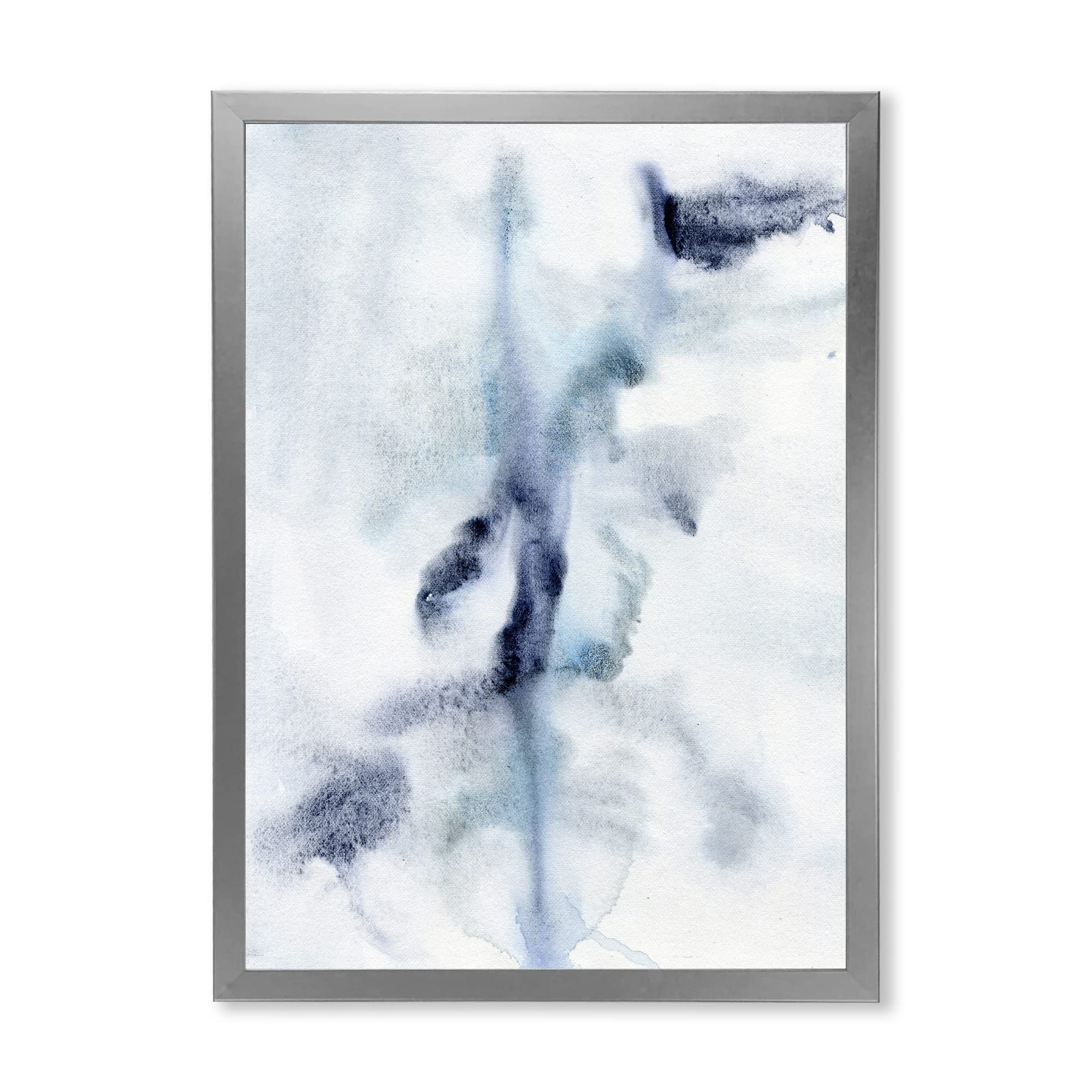 Abstract Dark Blue Clouds Modern Framed Wall Art - Contemporary Home & Office Decor for Living Room, Bedroom & Workspace