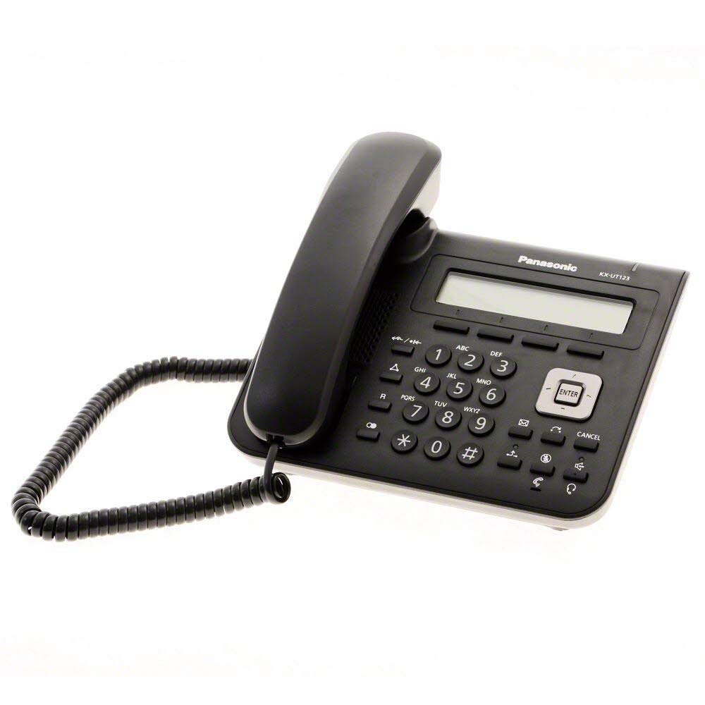 Panasonic KX-UT123-B VoIP Business SIP Desk Phone with HD Voice, Caller ID, 3 Line LCD Display - Ideal for Office, Home Office & Remote Work Communication