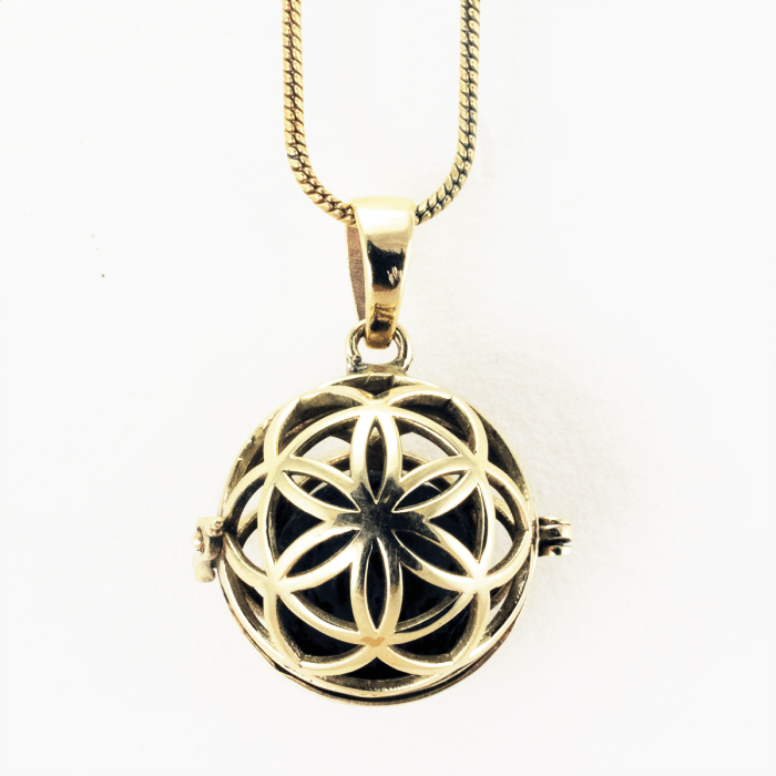 Seed of Life Essential Oil Diffuser Necklace - Handmade Brass Pendant with Lava Stone for Aromatherapy | Perfect for Yoga, Meditation & Stress Relief