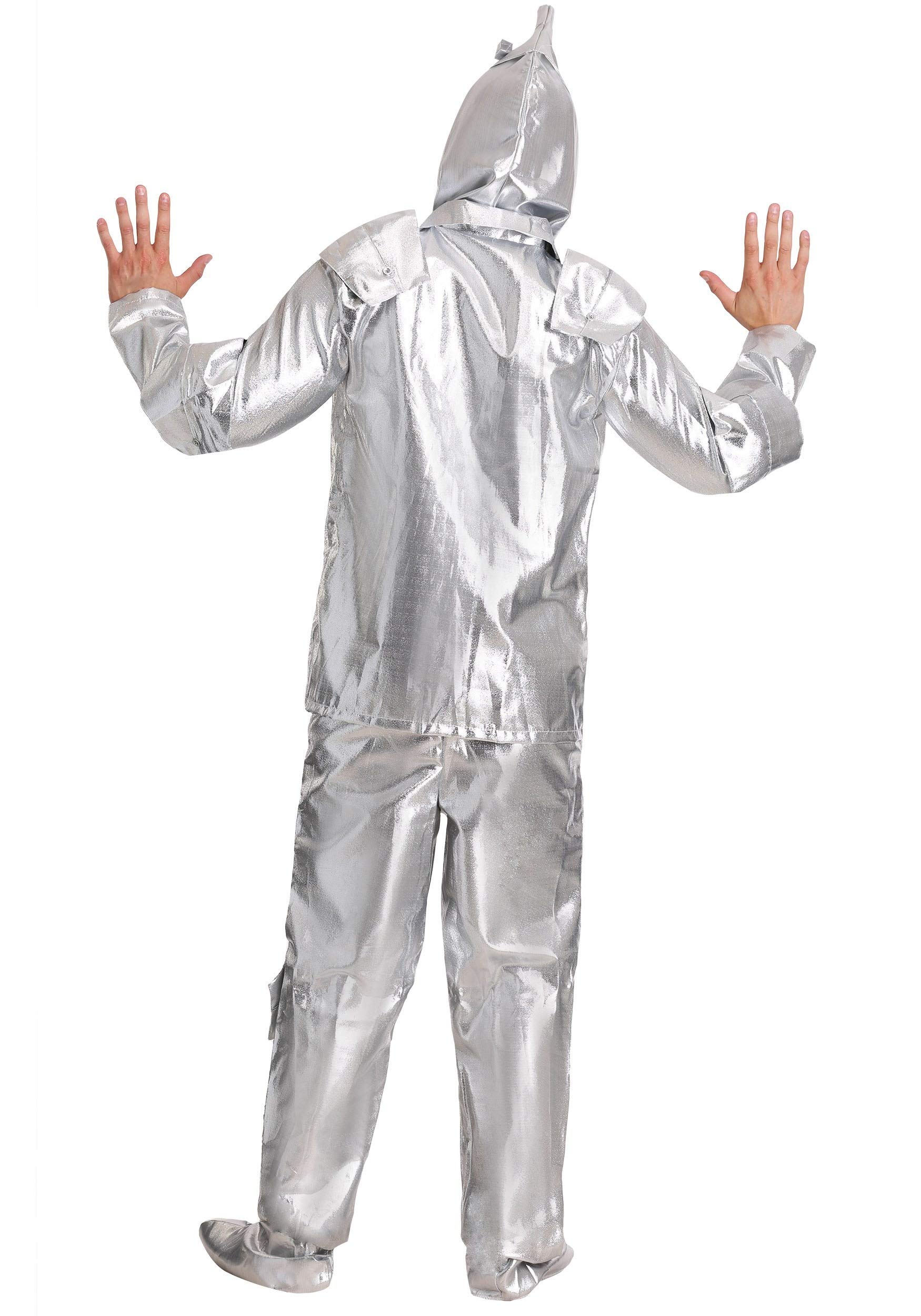Plus Size Tin Woodsman Costume for Men - Silver Halloween Outfit with Shirt, Pants & Attachable Hood | Wizard of Oz Cosplay, Halloween Party, Comic Con Costume