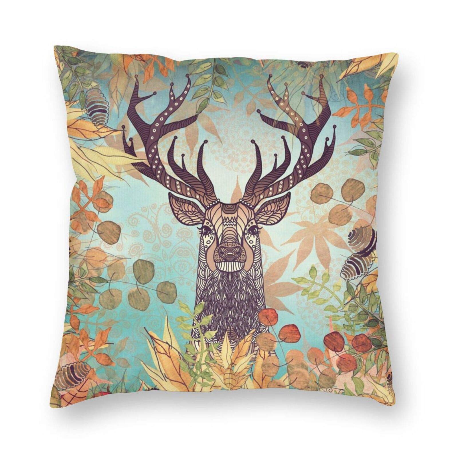 Elk Art Decorative Square Throw Pillow Cover 20x20 Inches - Soft Cozy Cushion Case for Bedroom, Living Room, Sofa & Couch - Perfect for Home Decor, Gift Giving and Relaxation