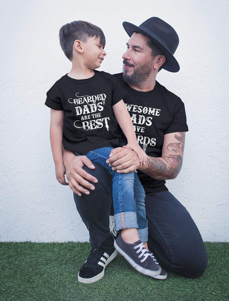 Father and Son/Daughter Matching Tattoo & Beard Print Shirts - Funny Father's Day Gift Set for Family Bonding & Photo Shoots