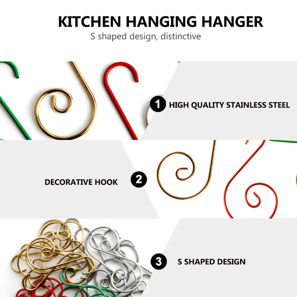100-Pack Heavy Duty Metal S Hooks for Kitchen Storage, Christmas Tree Ornaments, and Home Organization - Rust-Resistant Hanging Hooks for Cabinets, Walls, and Holiday Decorations (Perfect for Pantry, Garage, and Christmas Decor Hanging)