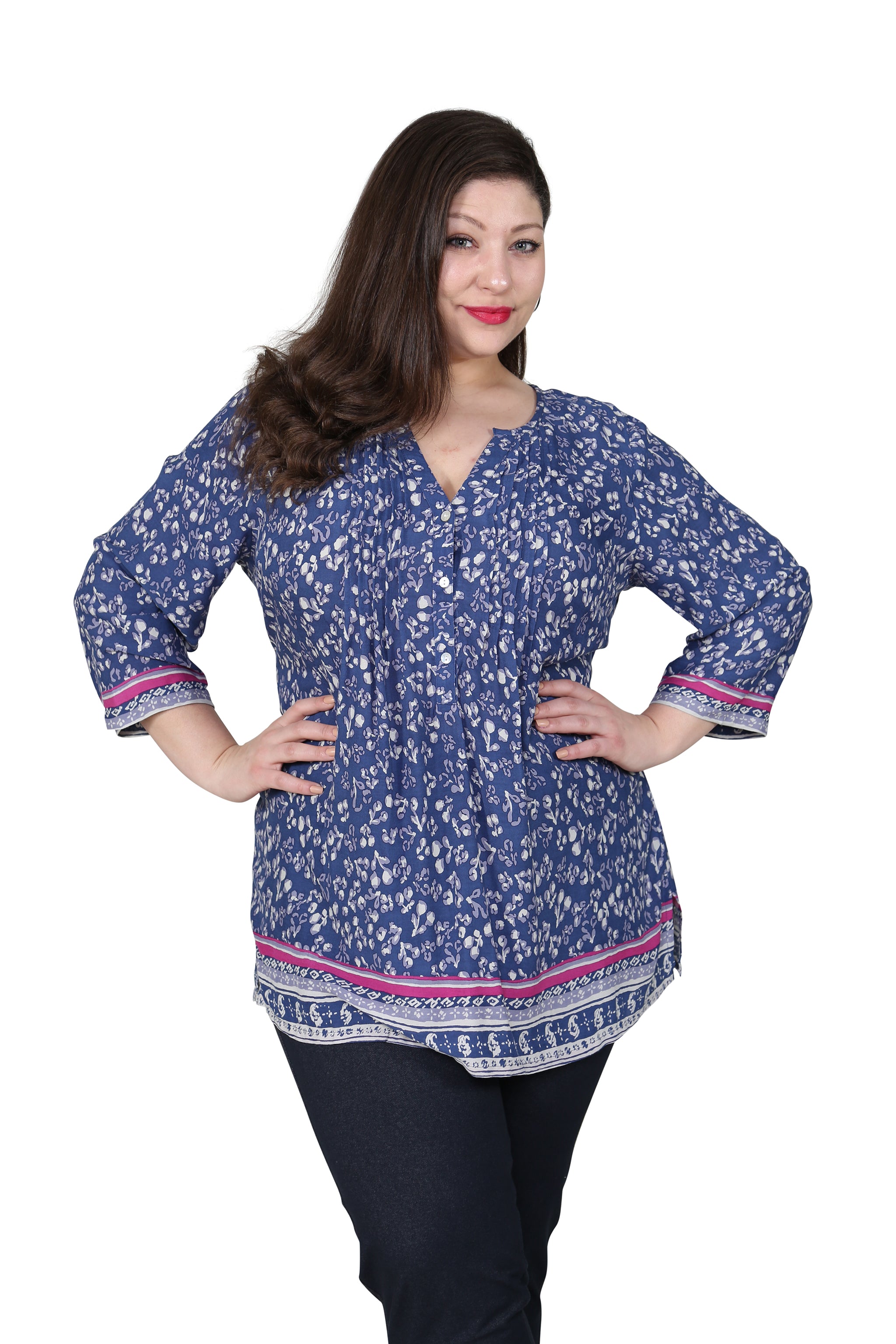 Stylish Plus Size Rayon Print Tunic Top for Women - Flowy Casual & Office Wear - Perfect for Work, Travel and Everyday Outfits