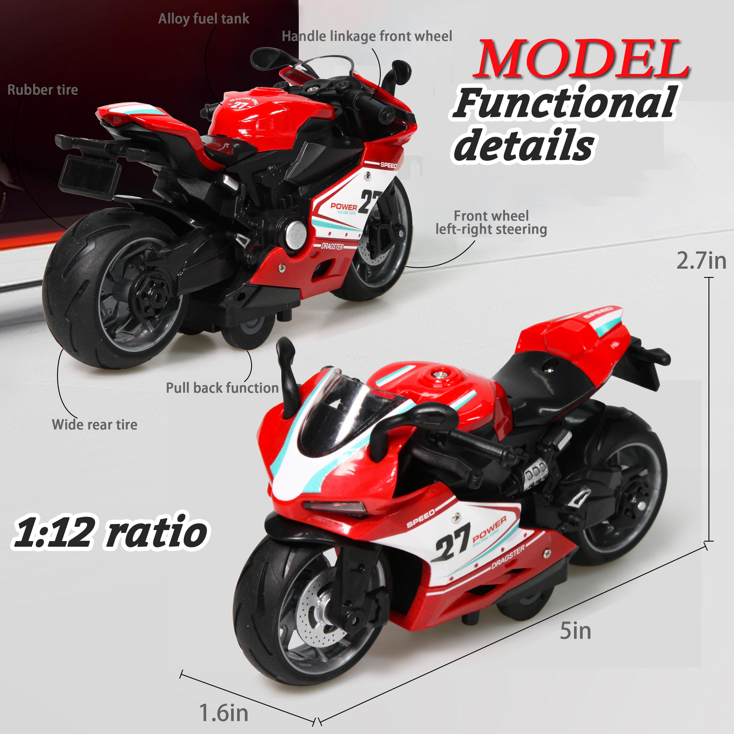 4 Pack Mini Toy Motorcycles - Friction Powered Kids Ride-On Toys with Realistic Sounds & LED Lights, Toddler Motorcycle Toys for Boys & Girls Age 3+, Perfect for Birthday Gifts & Pretend Play Adventures