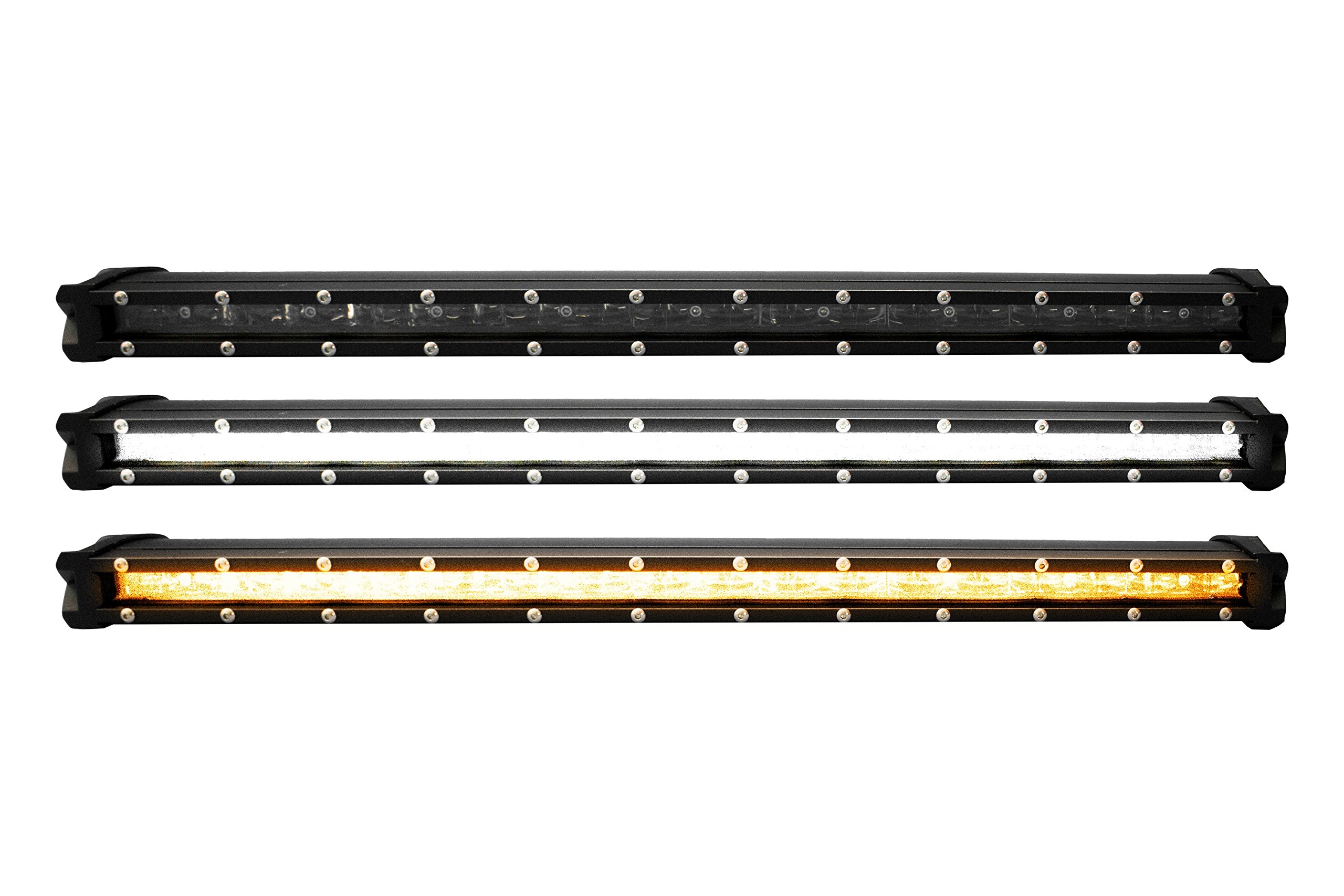 RACESPORT LT RSLP14 14-Inch 5W Ultra Slim LED Light Bar with Amber Marker - 60W Running Light Function, Includes Rocker Switch & Harness - Perfect for Off-Road Trucks, ATVs, and Marine Applications
